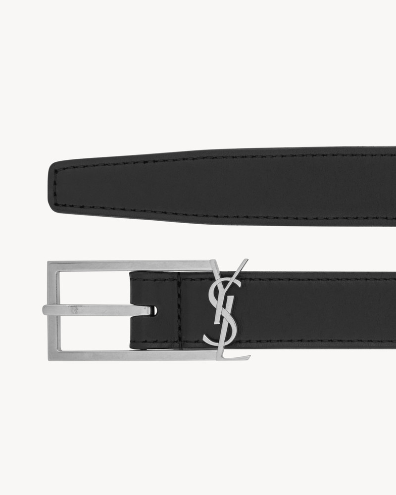 SAINT LAURENT new cassandre buckle belt in smooth leather outlook