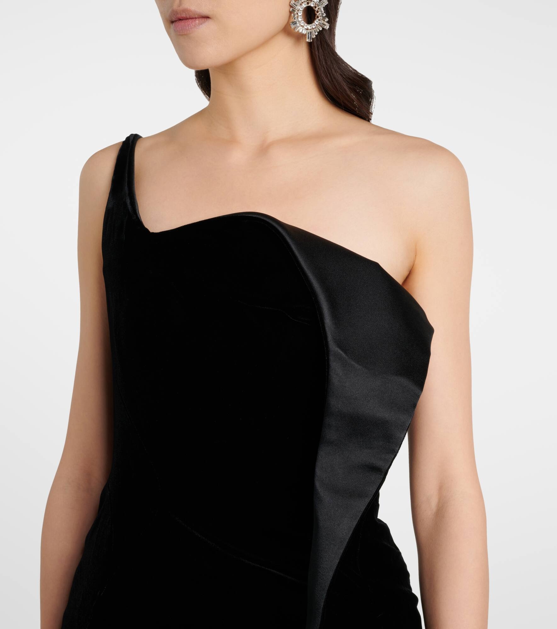Spiky asymmetric velvet corset dress - 4