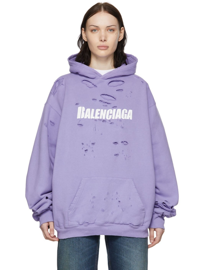 Destroyed Hoodie 에 보라색 - 1