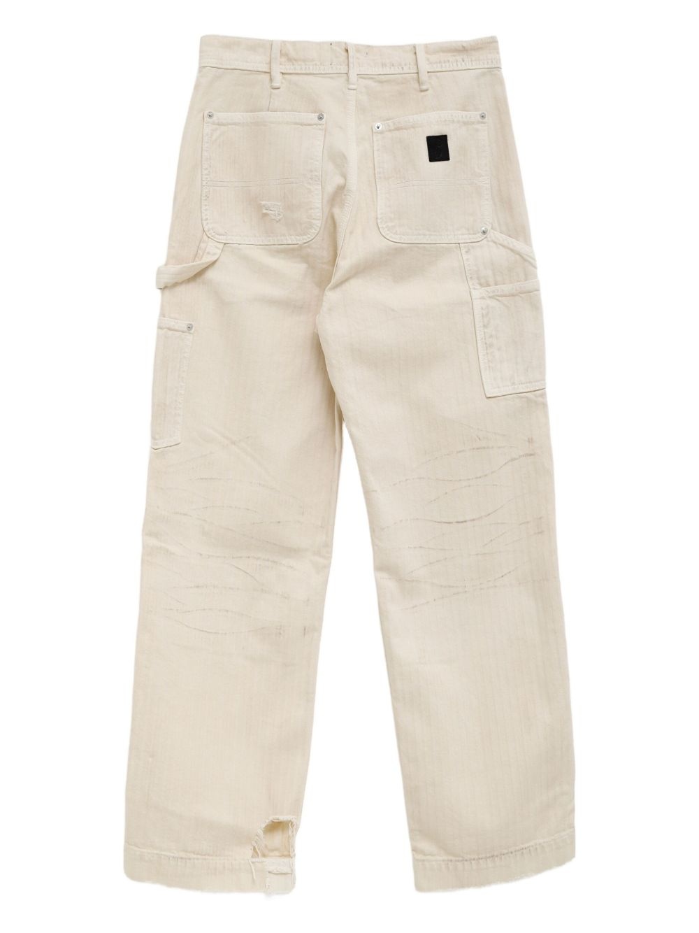 distressed herringbone trousers - 2