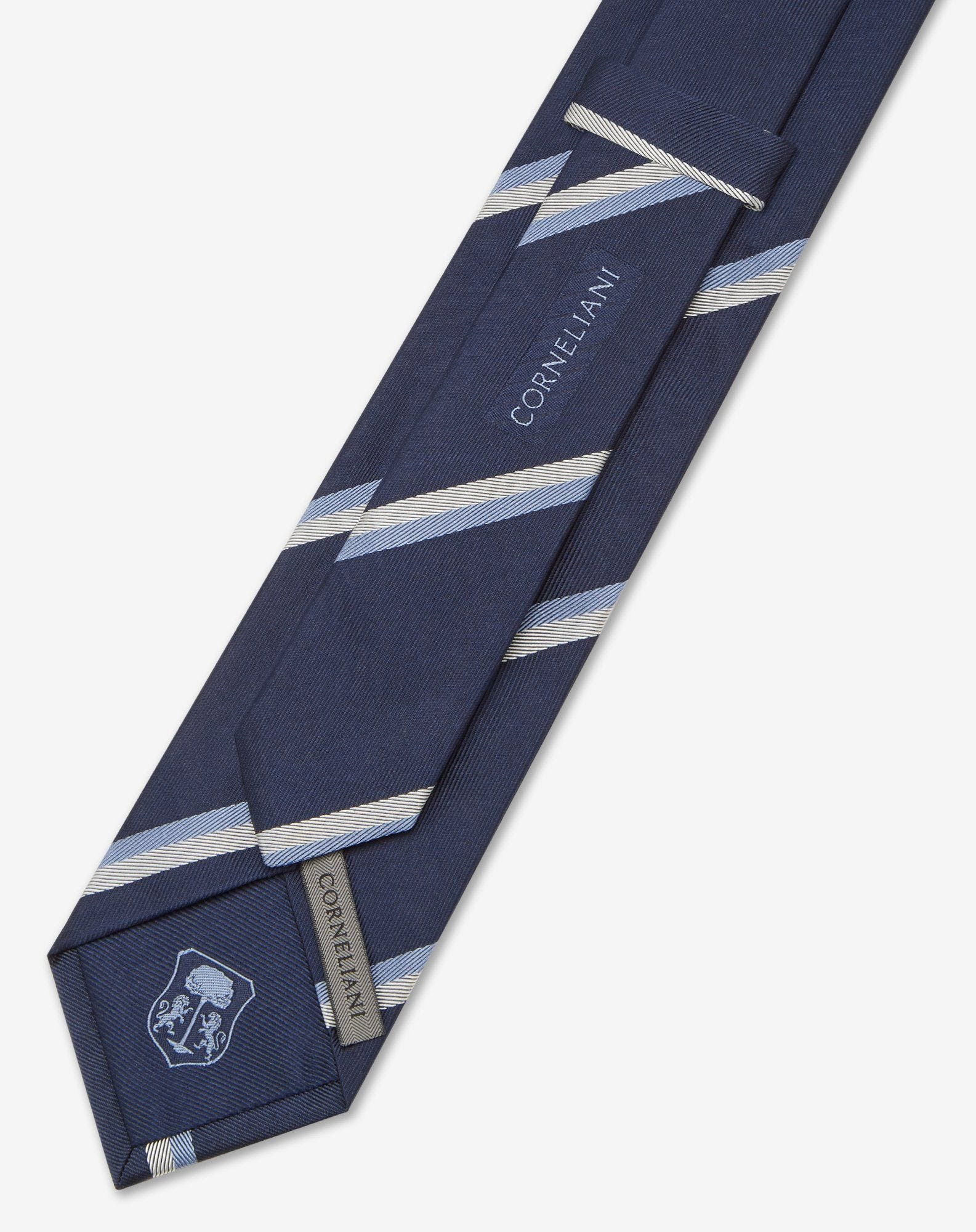 Blue regimental jacquard silk tie - 3