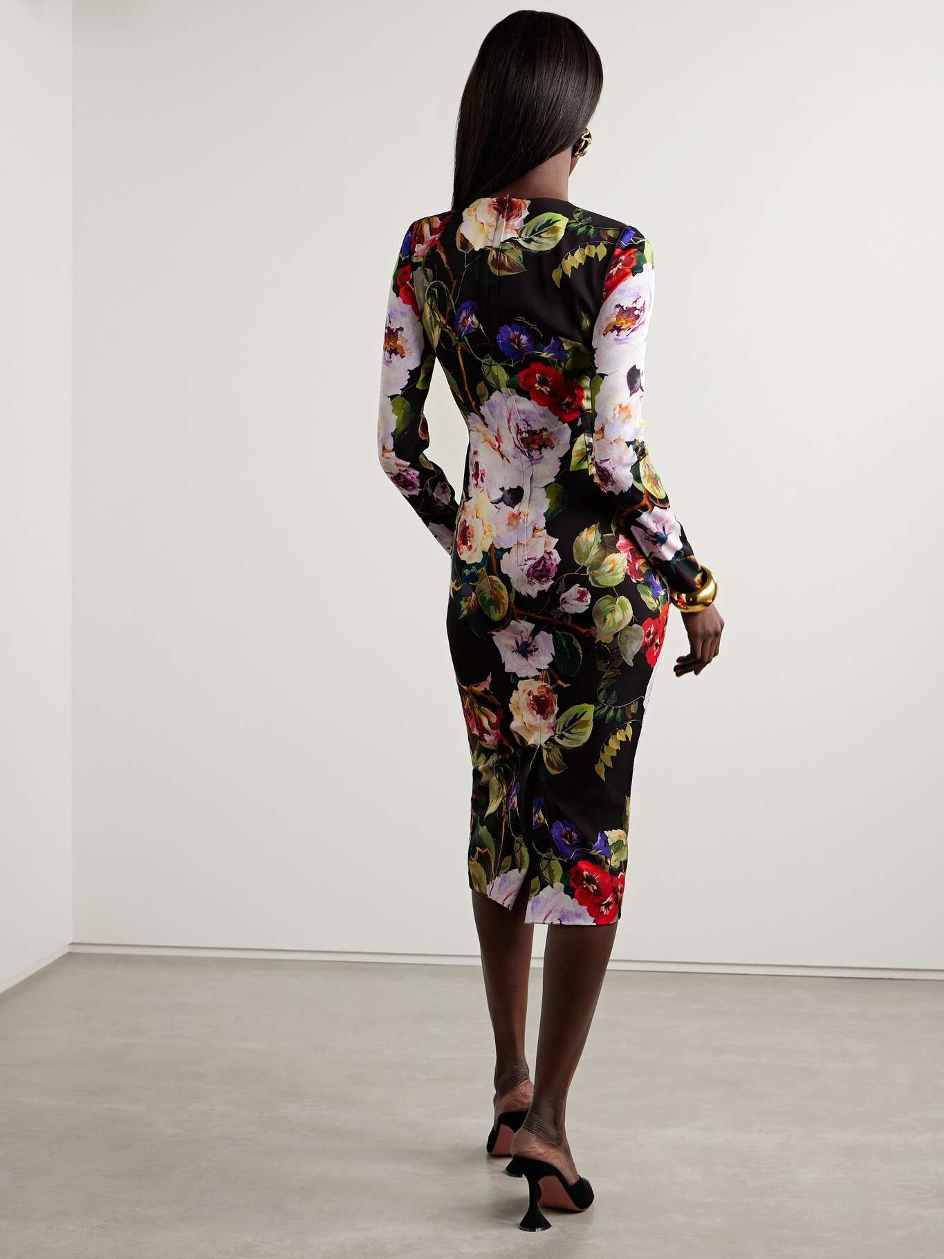 Floral-print silk-charmeuse midi dress - 3