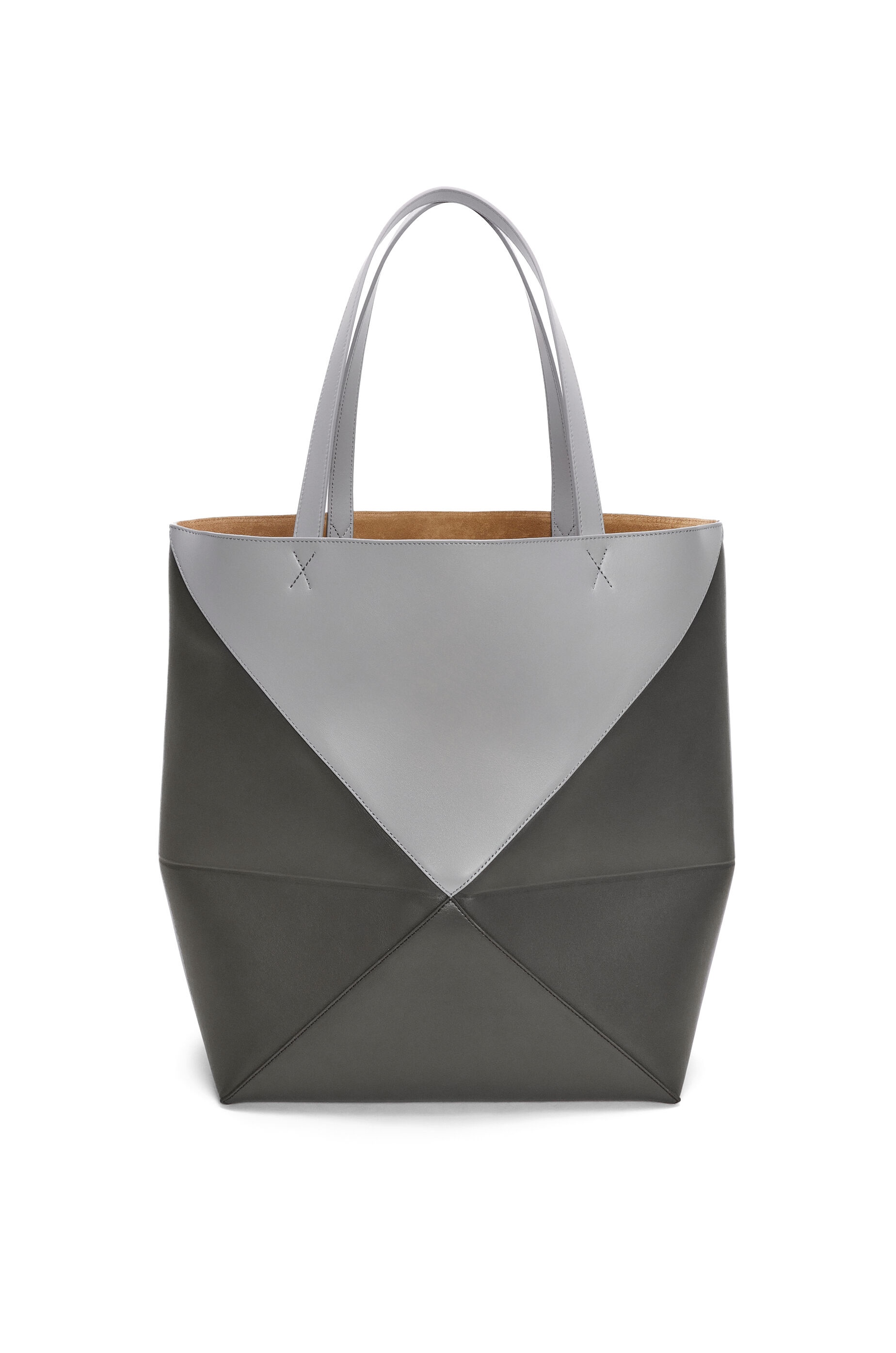 Large Puzzle Fold Tote in shiny calfskin 6