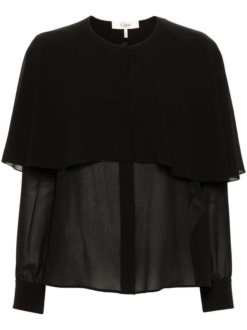 cape-attachment silk shirt - 1