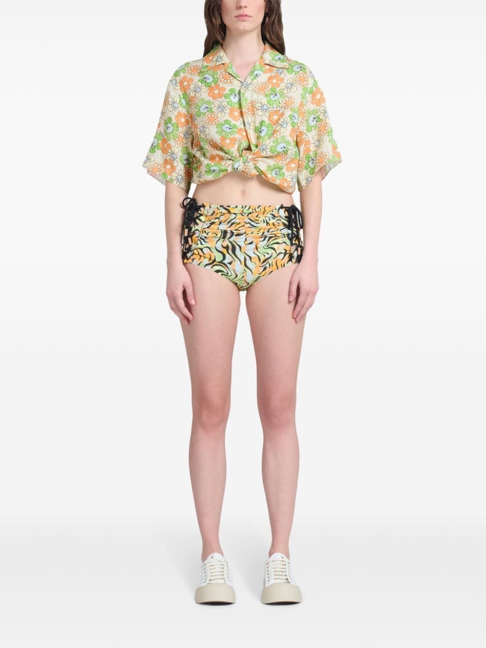 graphic-print poplin mini shorts - 2