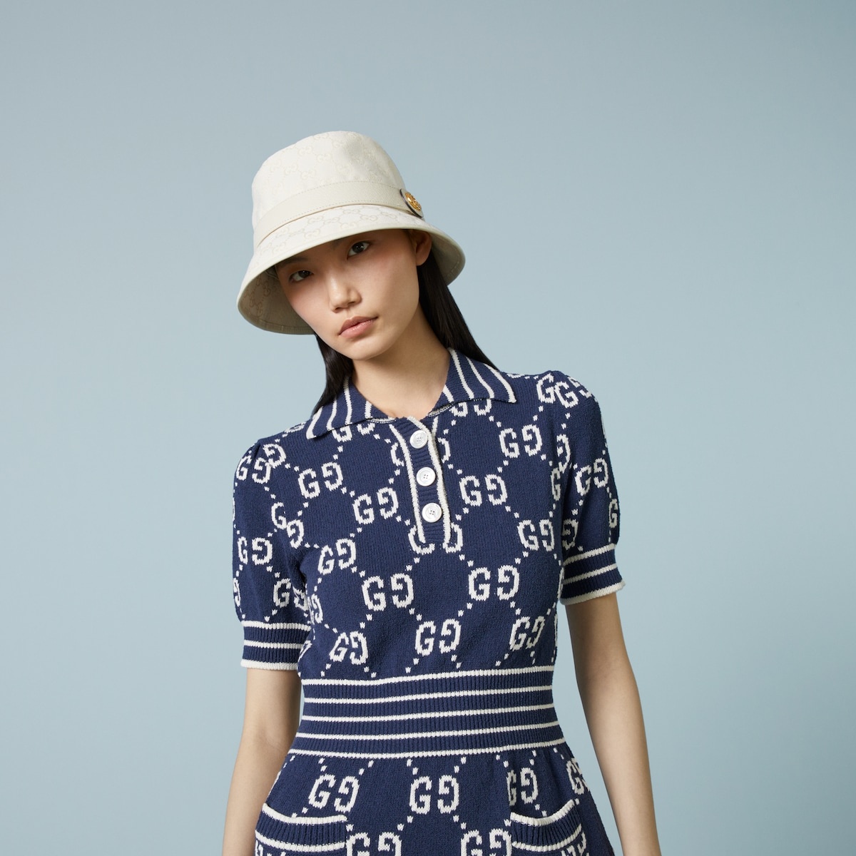 GG cotton jacquard polo dress - 3