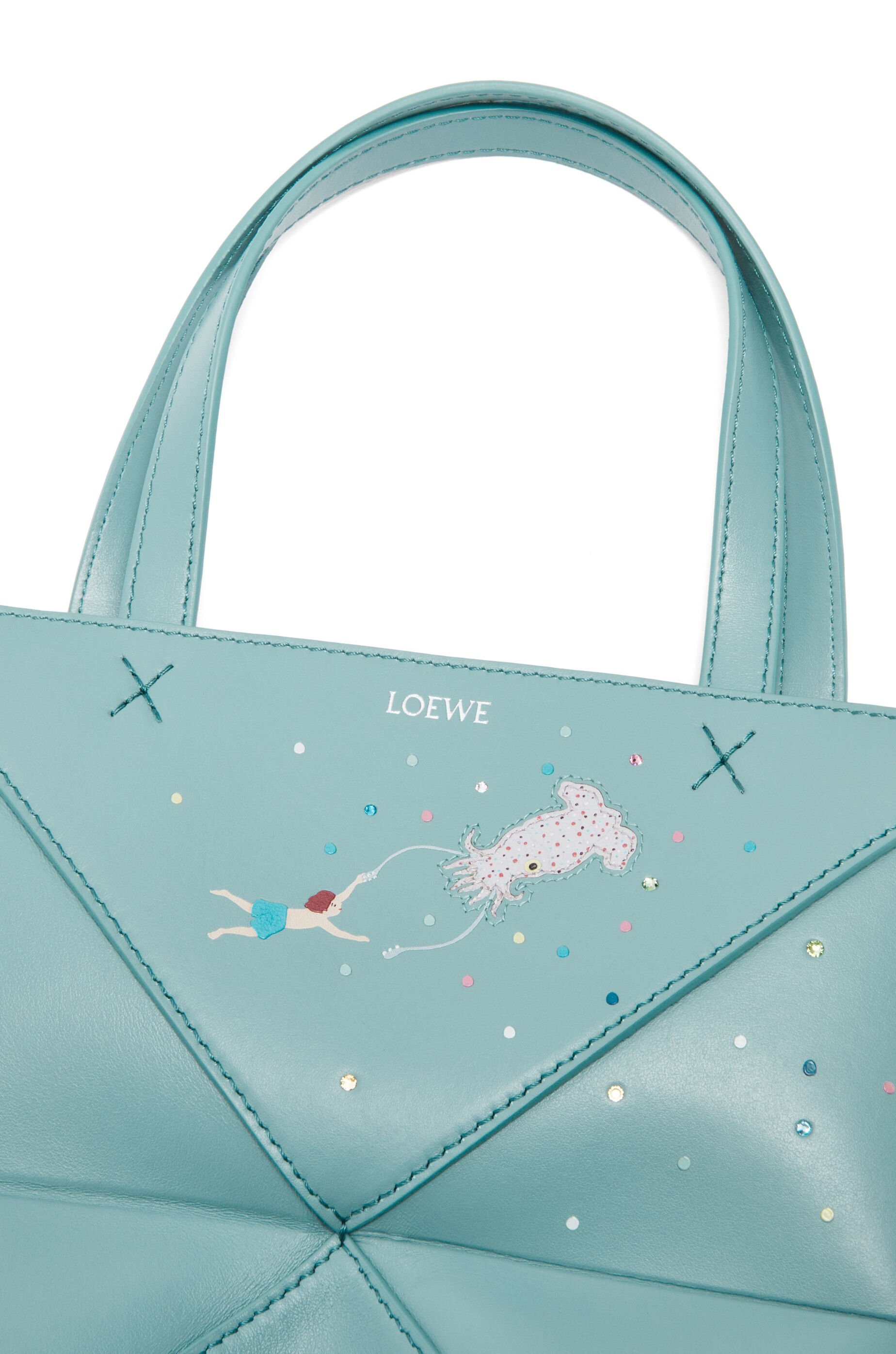 Squid mini Puzzle Fold tote in shiny calfskin - 11