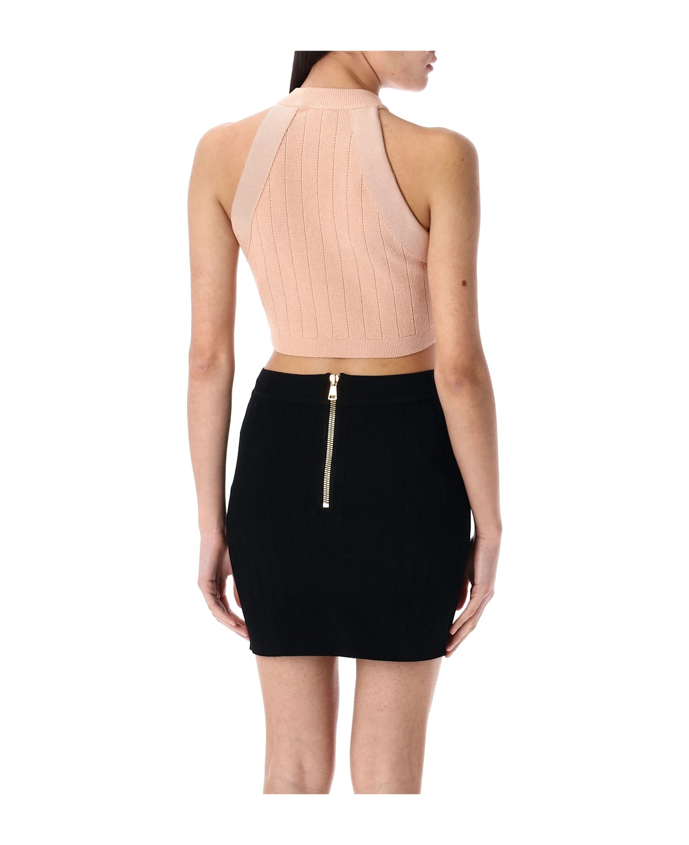 6-button Knit Halterneck Top - 3
