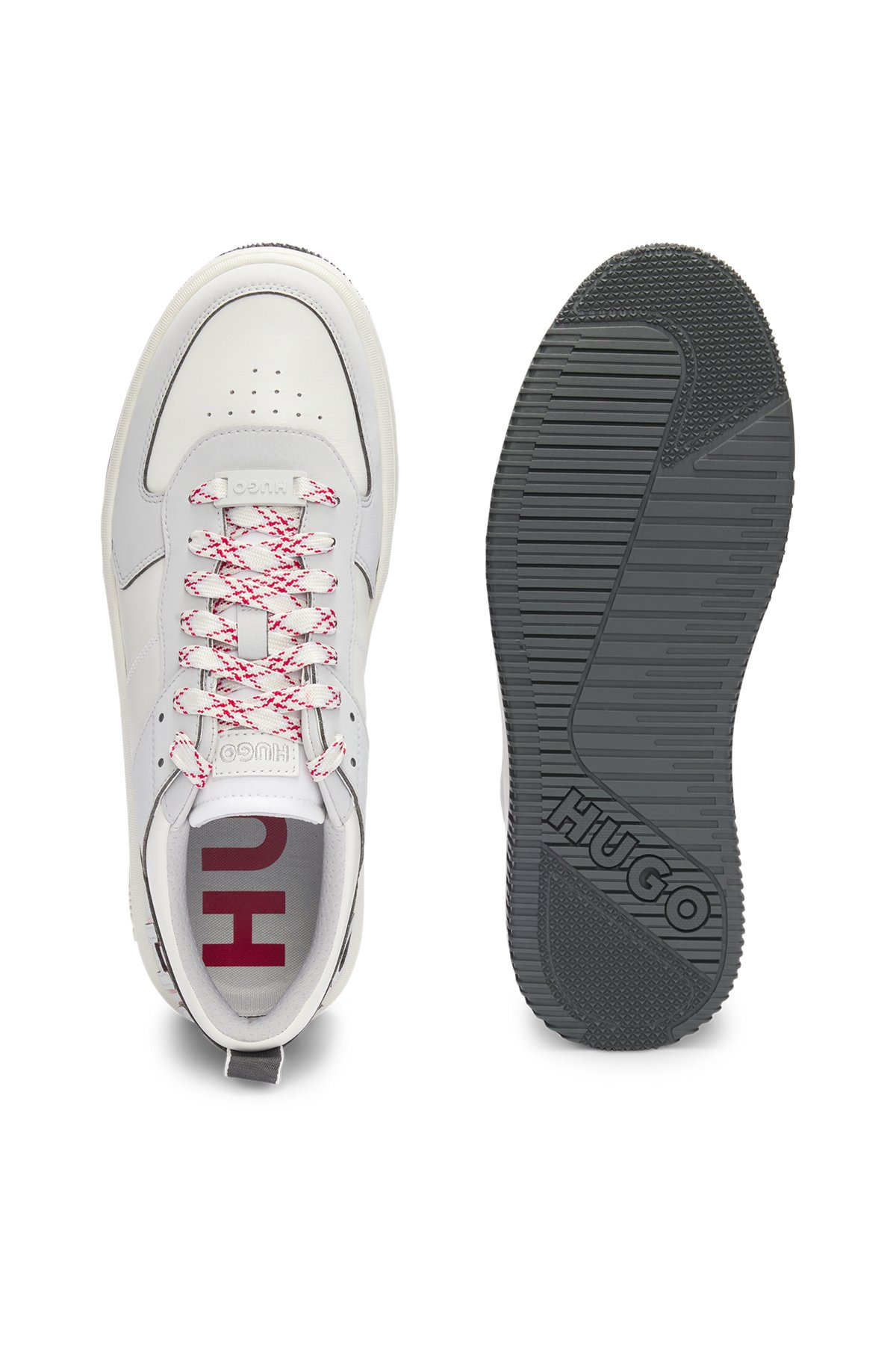 MIXED-MATERIAL TRAINERS WITH TWO SETS OF LACES - 4