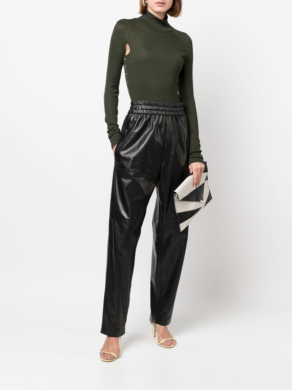 high-waist leather trousers - 2