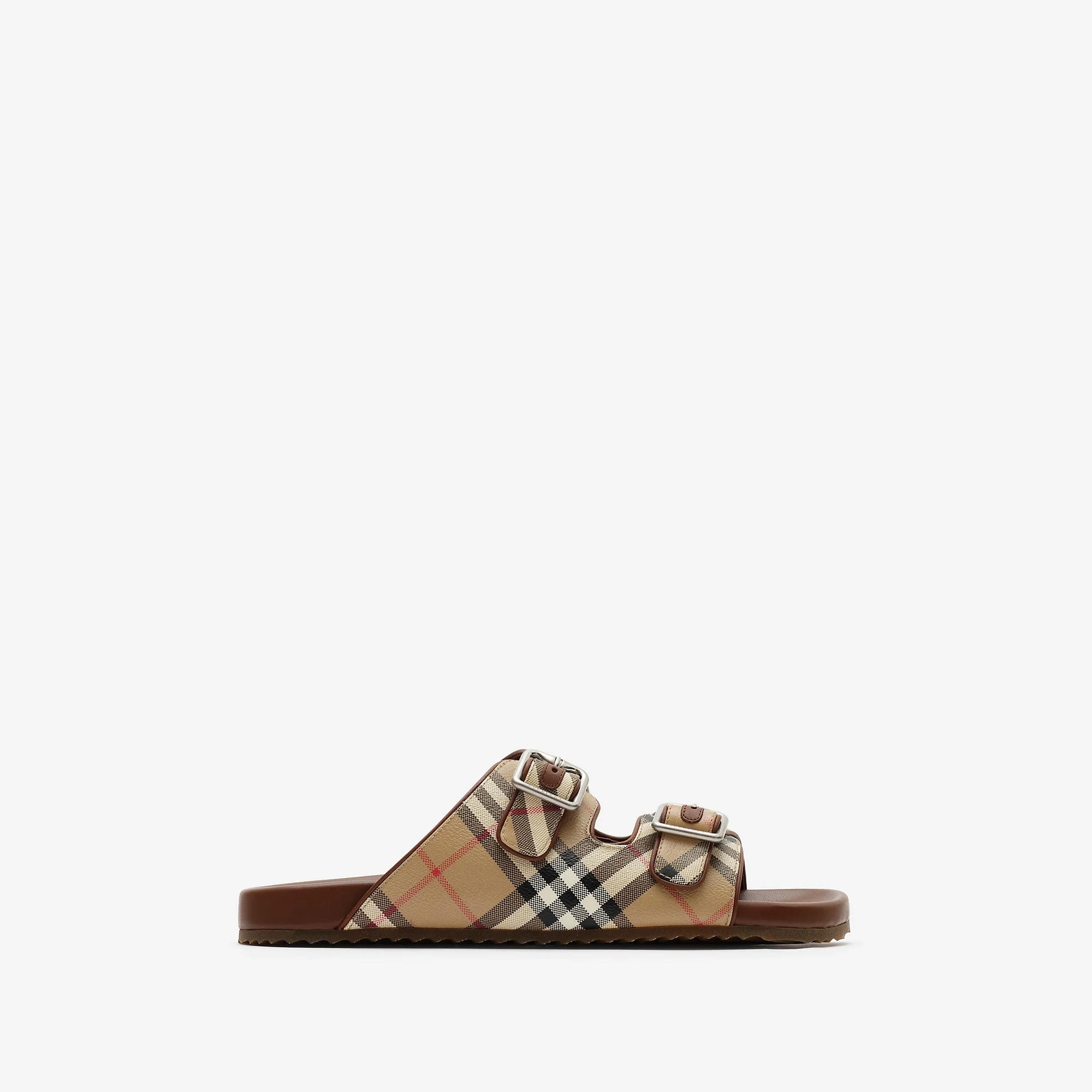 Check and Leather Urchin Sandals - 1