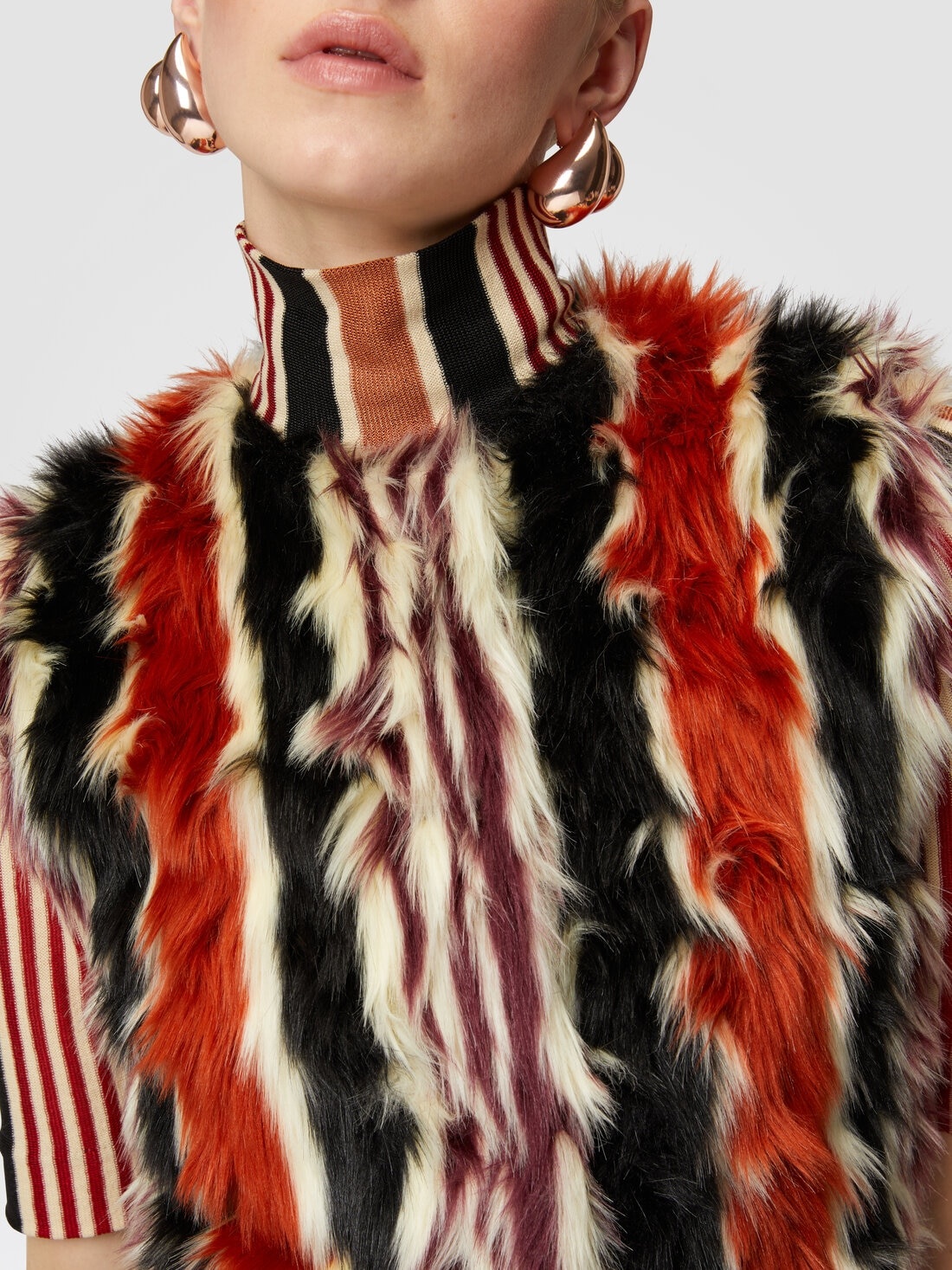 Striped bolero in faux fur - 5