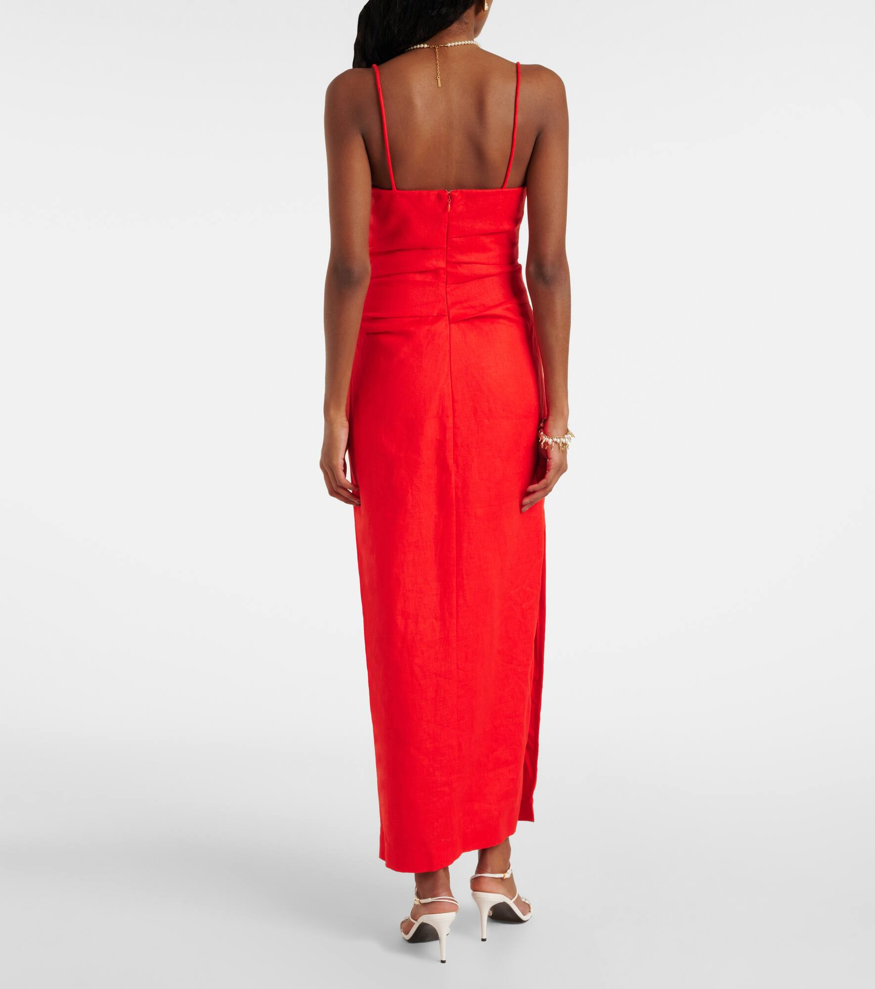 Noemi ruched linen maxi dress - 3