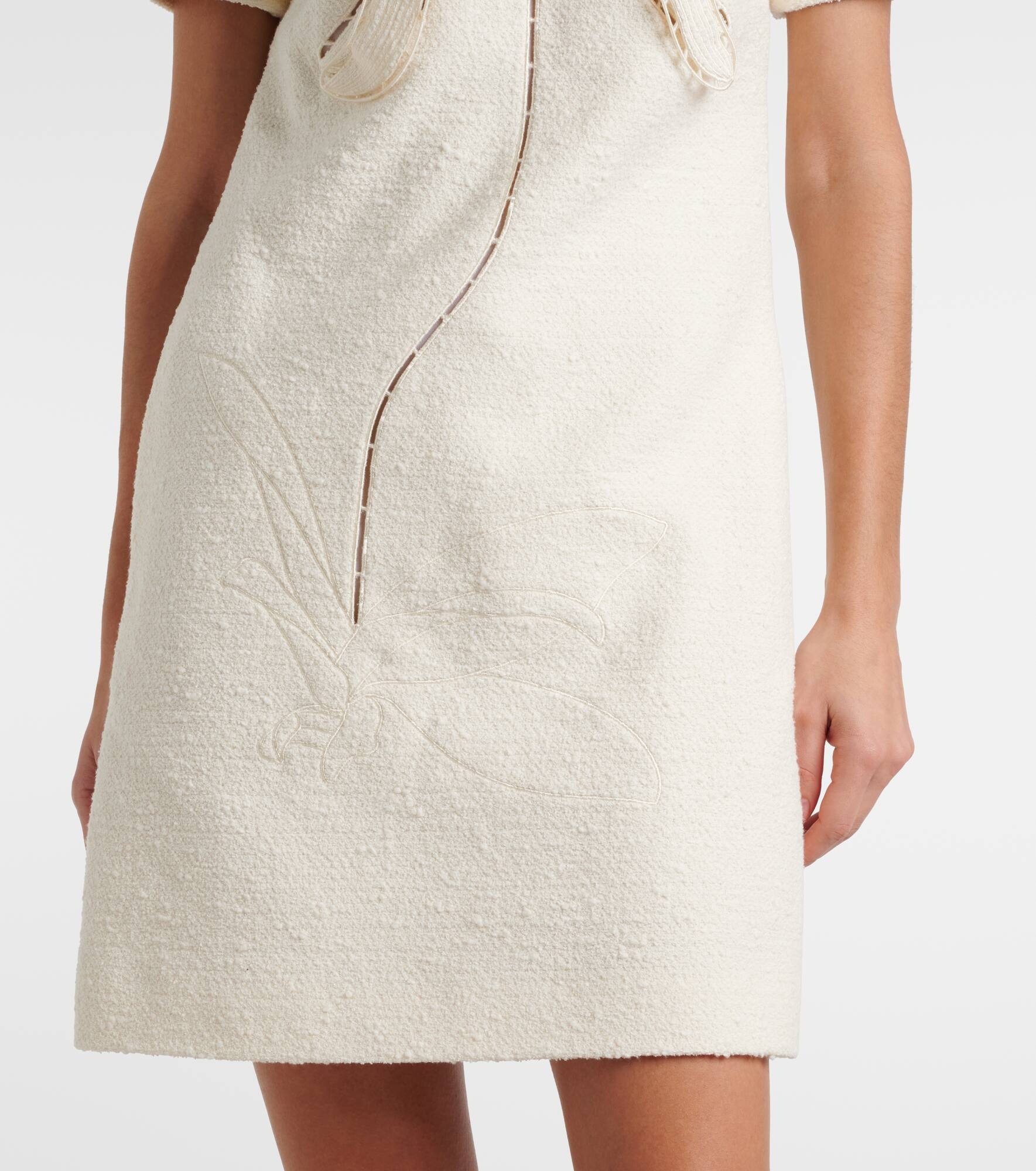 Orchid embroidered cotton tweed shift dress - 5