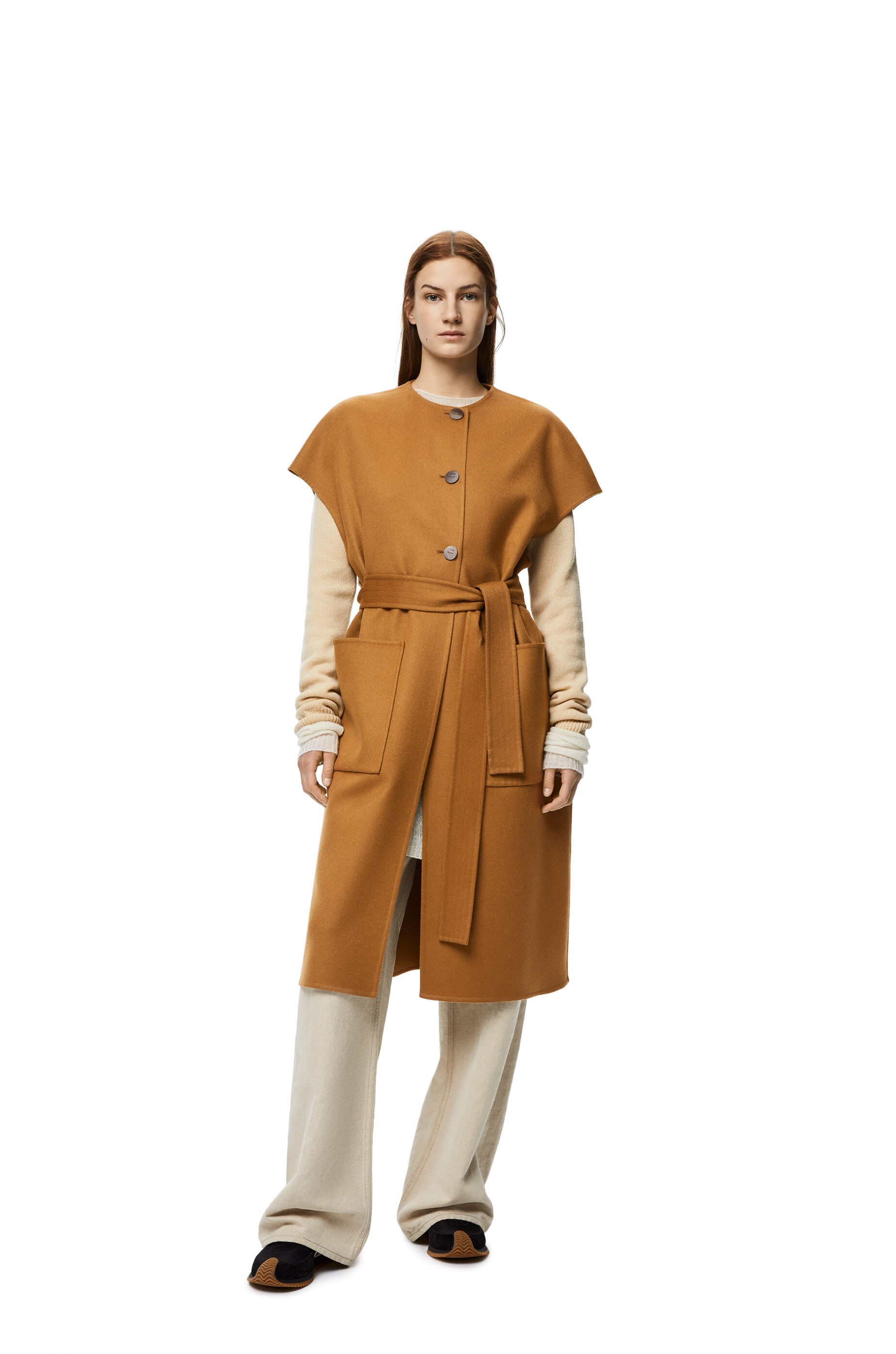 Capelet belted coat in wool and cashmere - 2