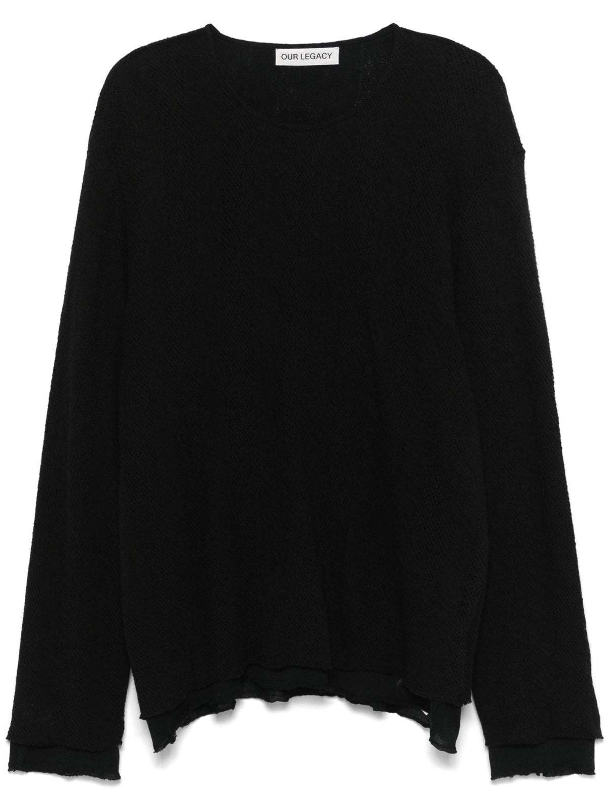 DOUBLE LOCK LONG SLEEVE T-SHIRT (BLACK CROCHET STRIPE) - 1