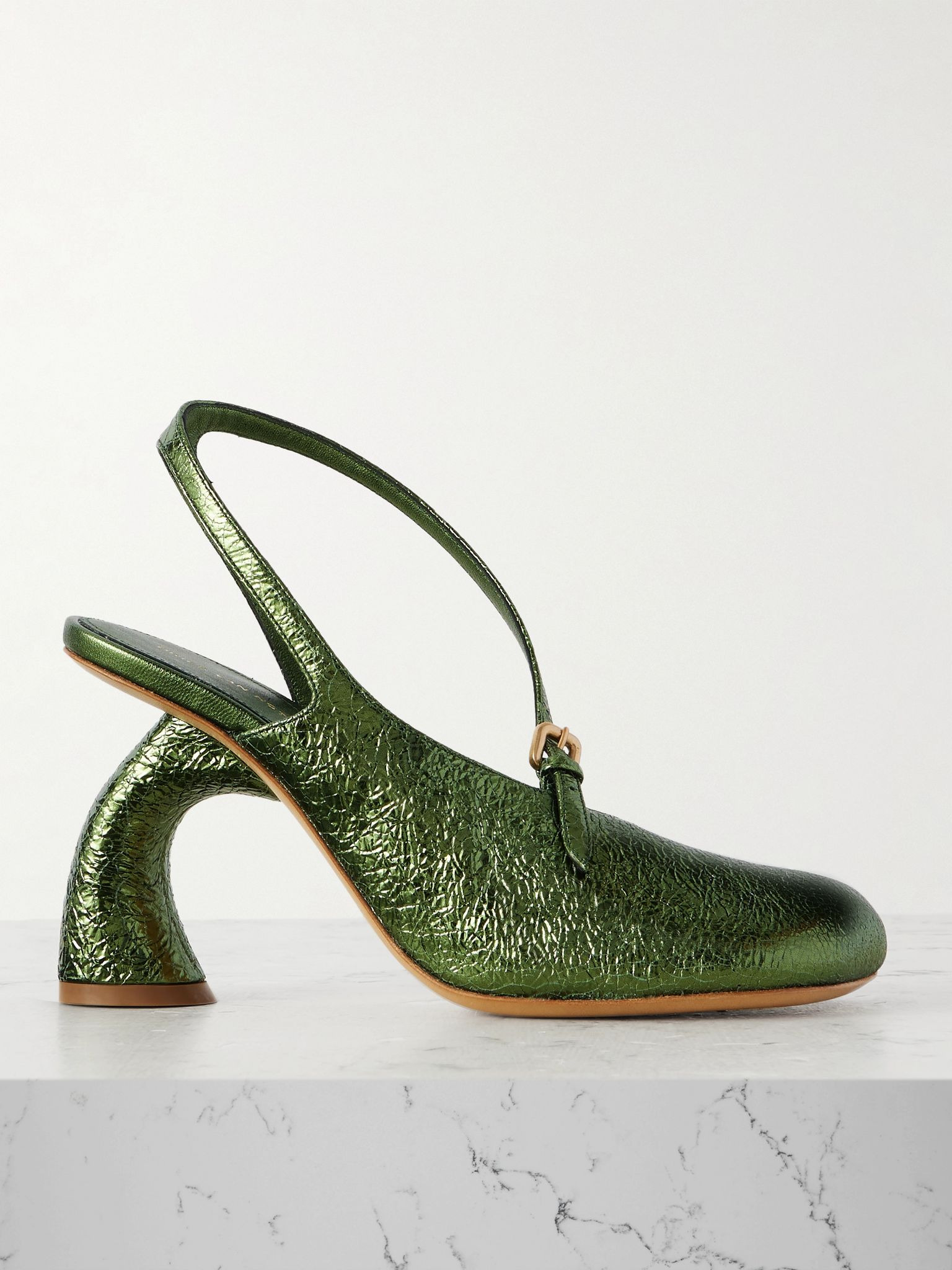 Crinkled-leather pumps Light green - 1