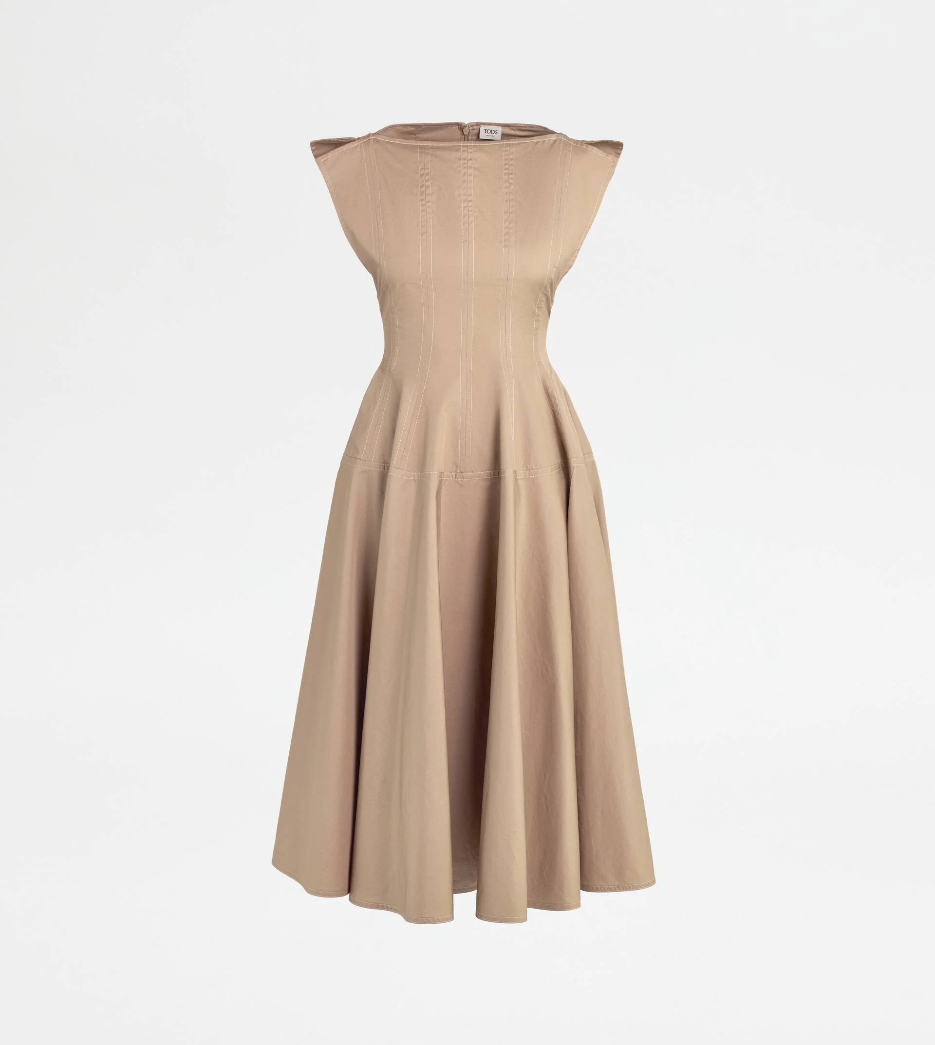 DRESS IN POPLIN - BEIGE - 1