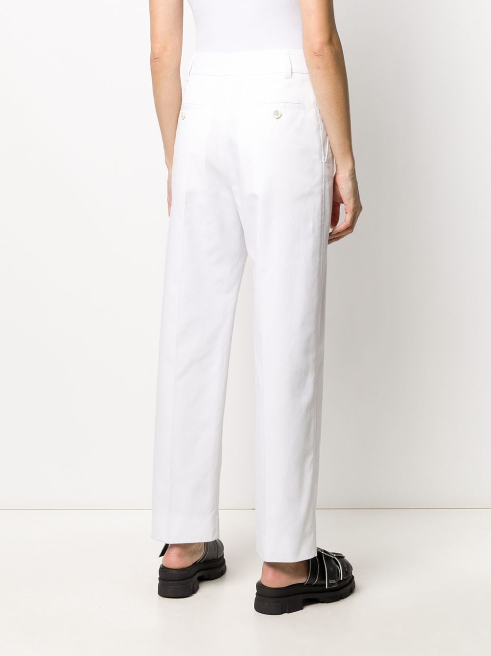 high waist plain trousers - 4