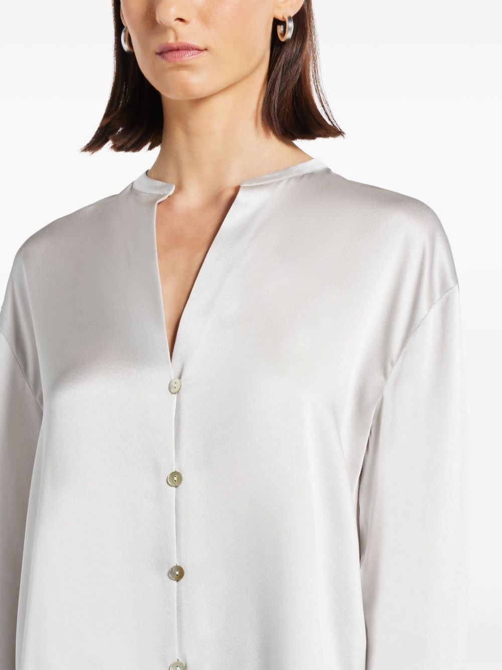 band-collar silk blouse - 5