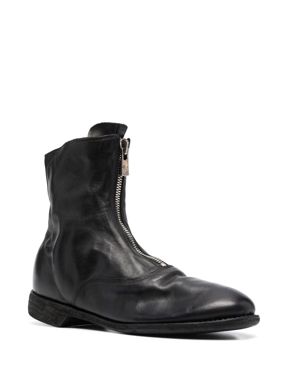 leather zip-front ankle boots - 2