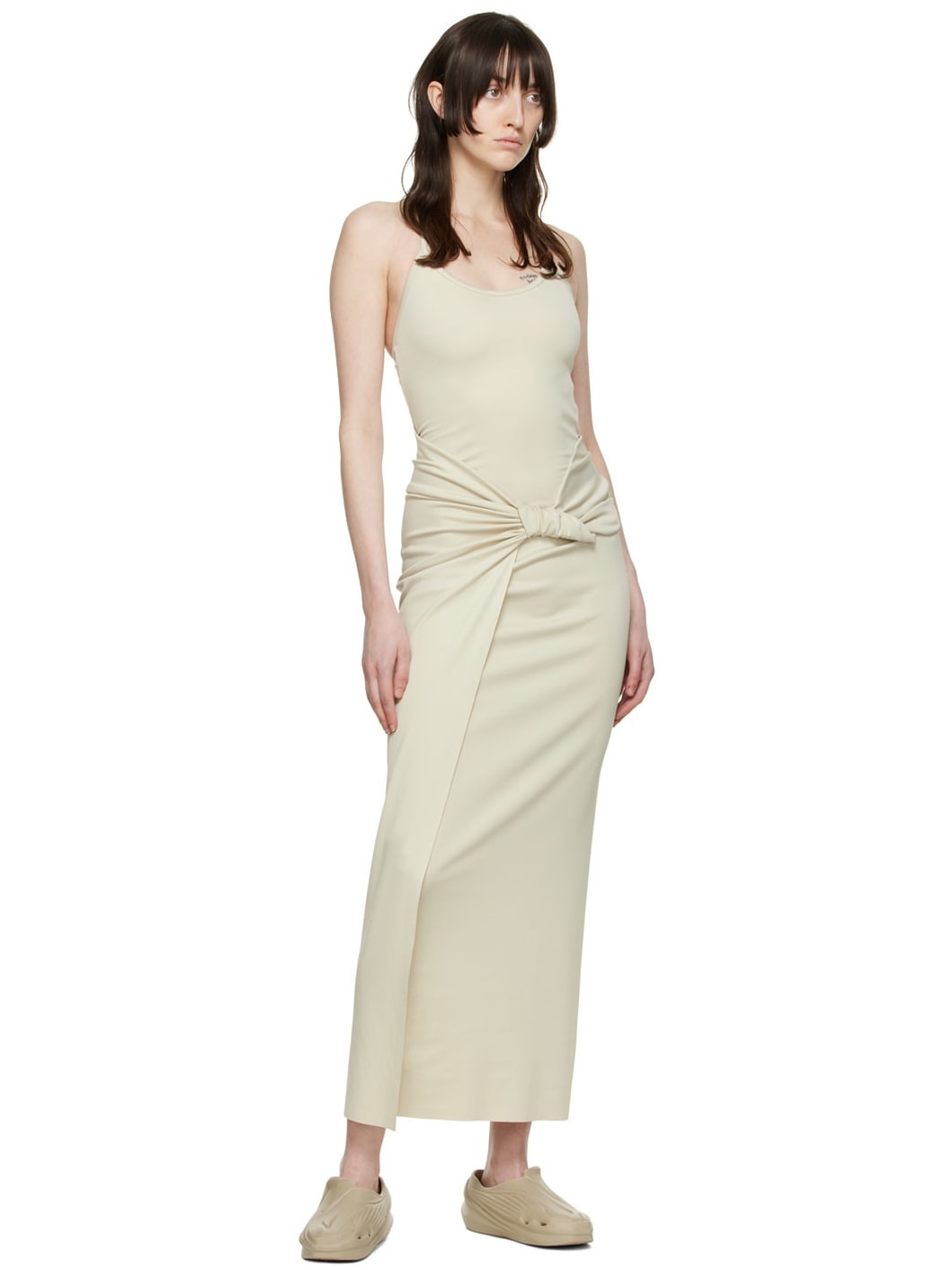 Beige Nylon Maxi Dress - 4