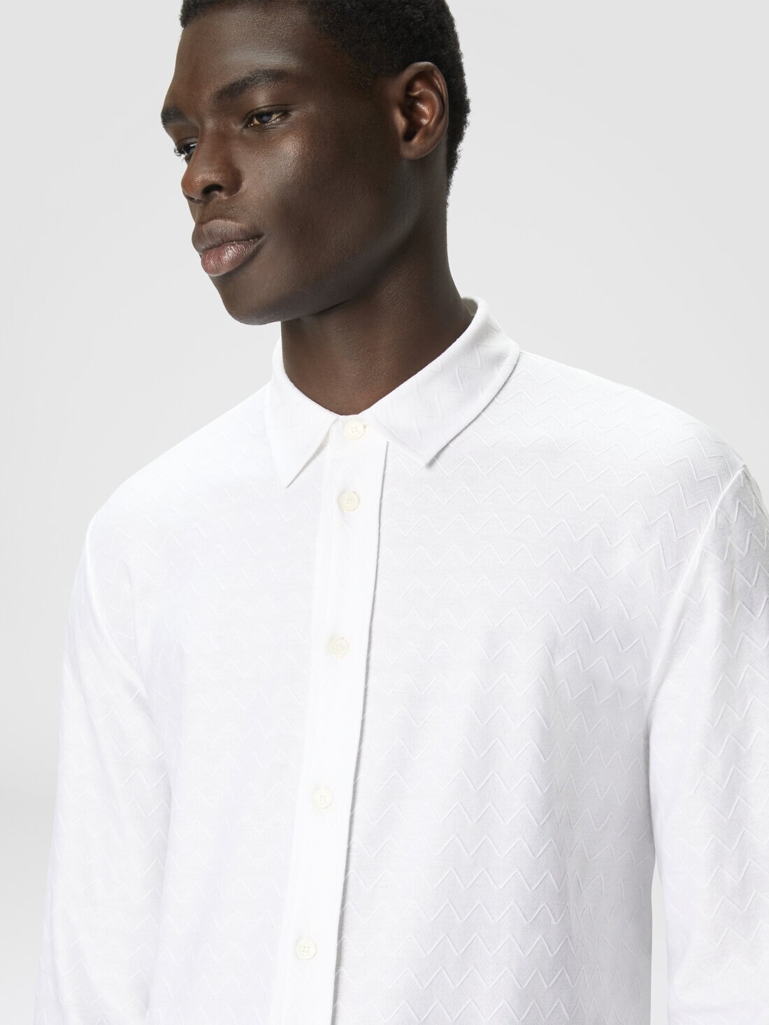 Zigzag Jersey Cotton Shirt Tone on Tone - 5