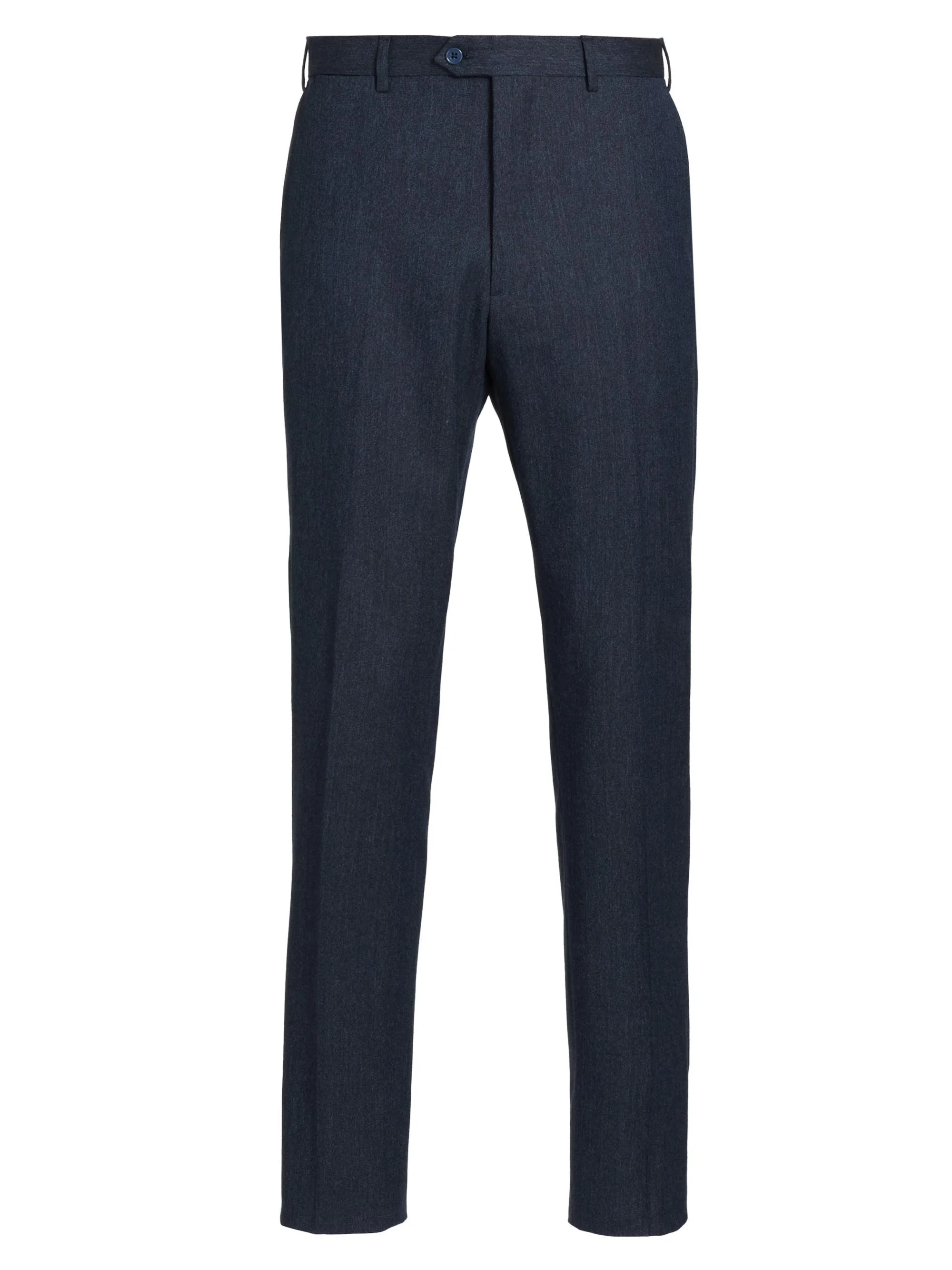 Men's Flat Front Wool-Cotton Trousers - Solid Medium Blue - 1