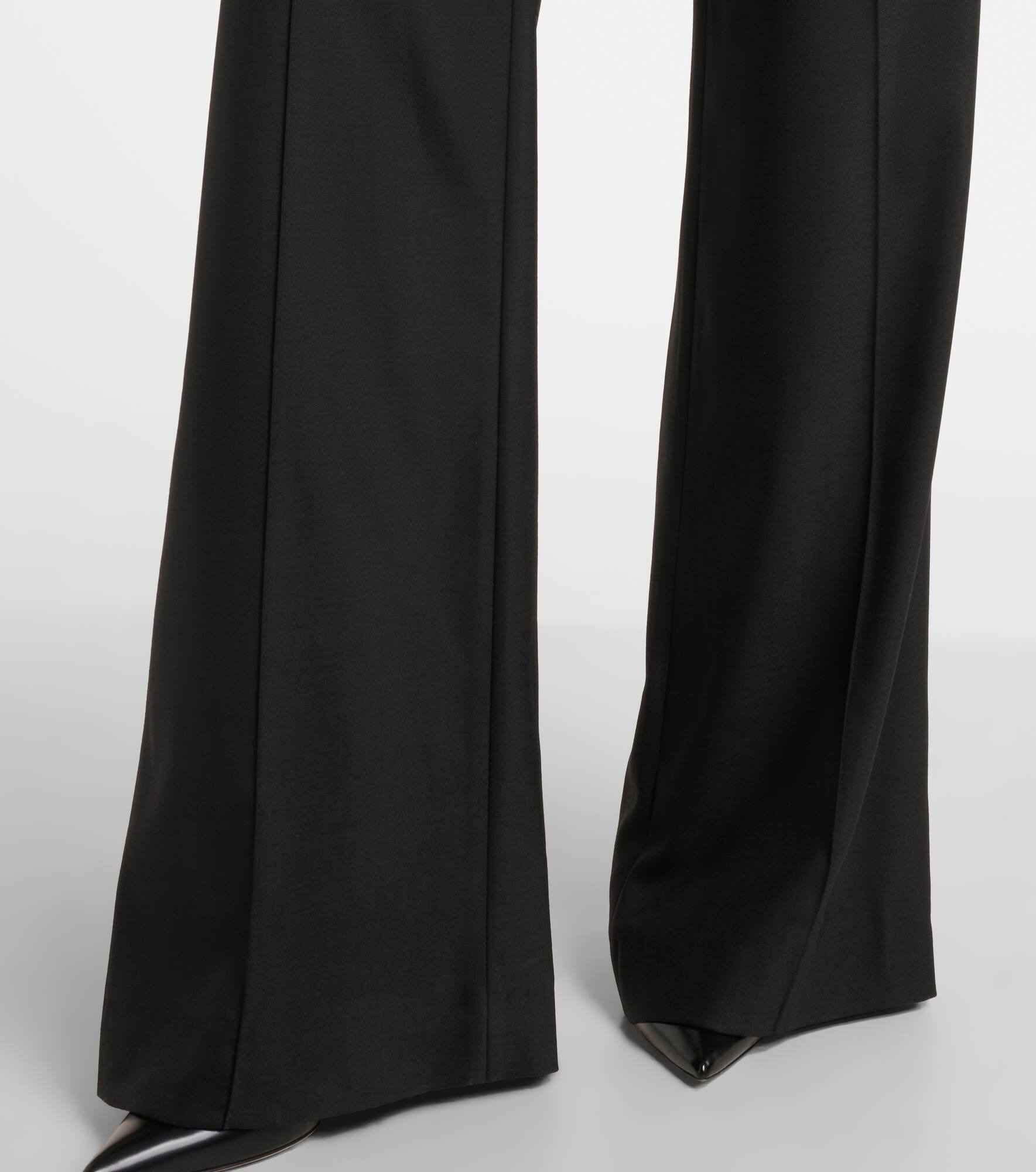 Pleated wool-blend wide-leg pants - 5