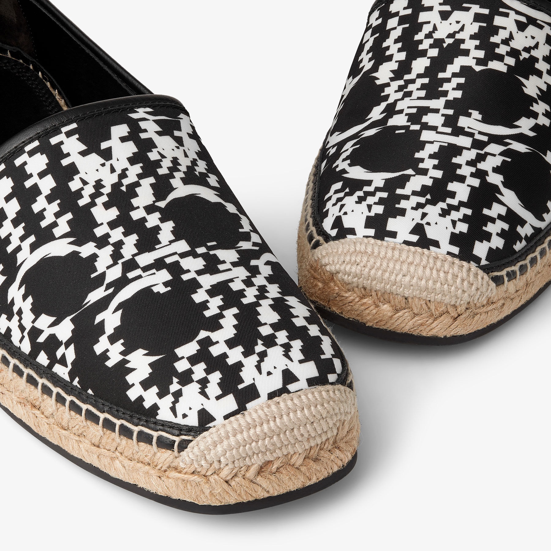 Egon
Black and White Nylon Espadrilles with Distorted Jimmy Choo Print - 3