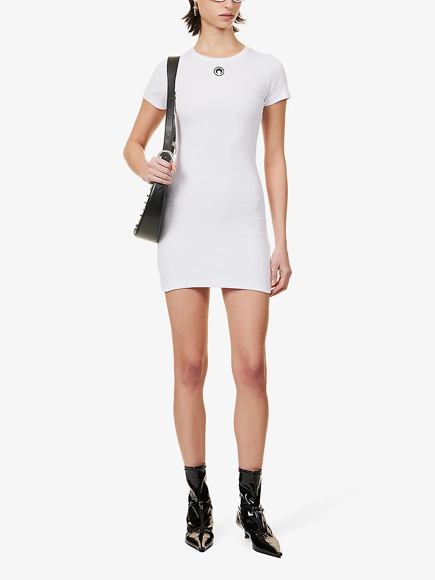 Moon-embroidered slim-fit cotton-jersey mini dress - 2