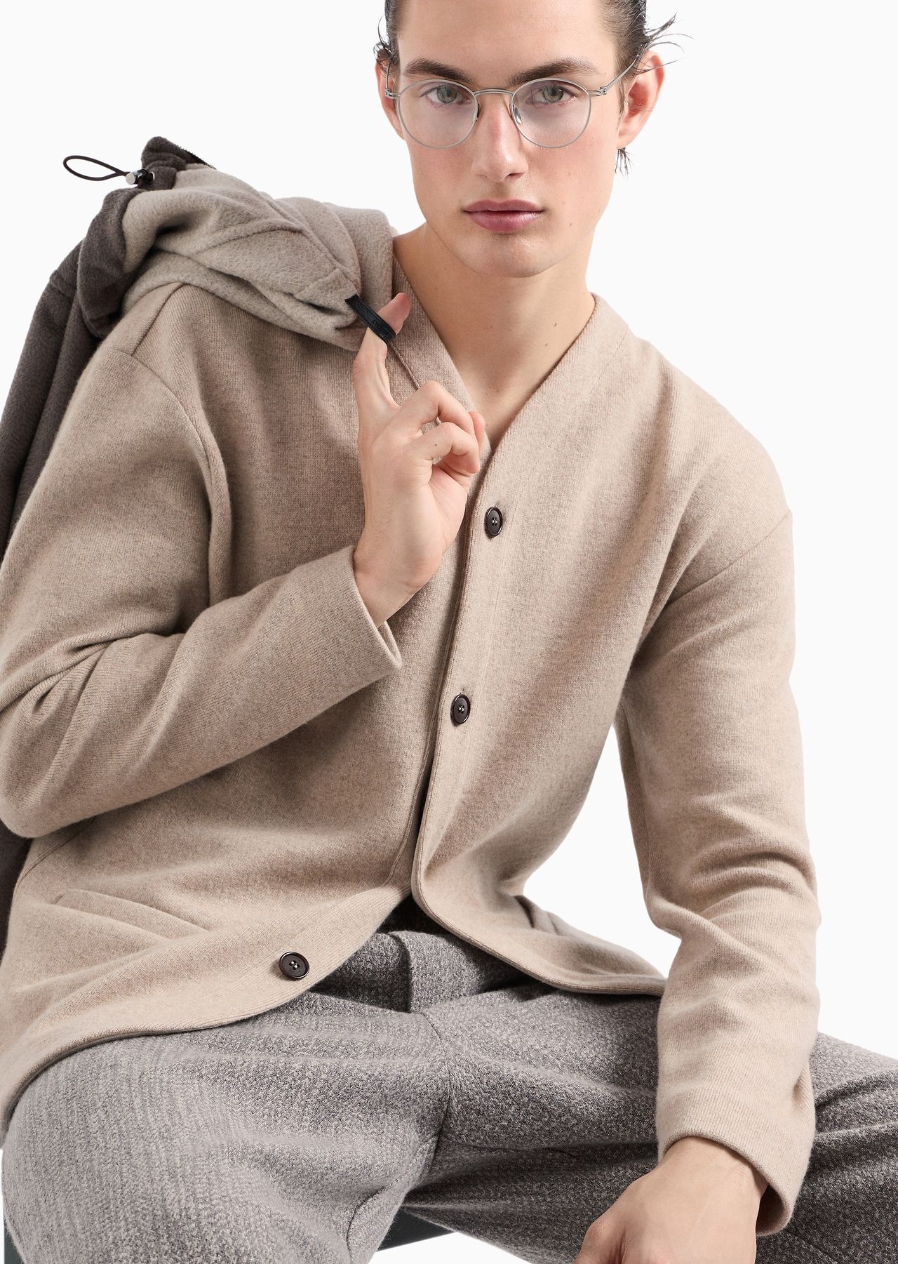 Hooded blouson in double cashmere - 6