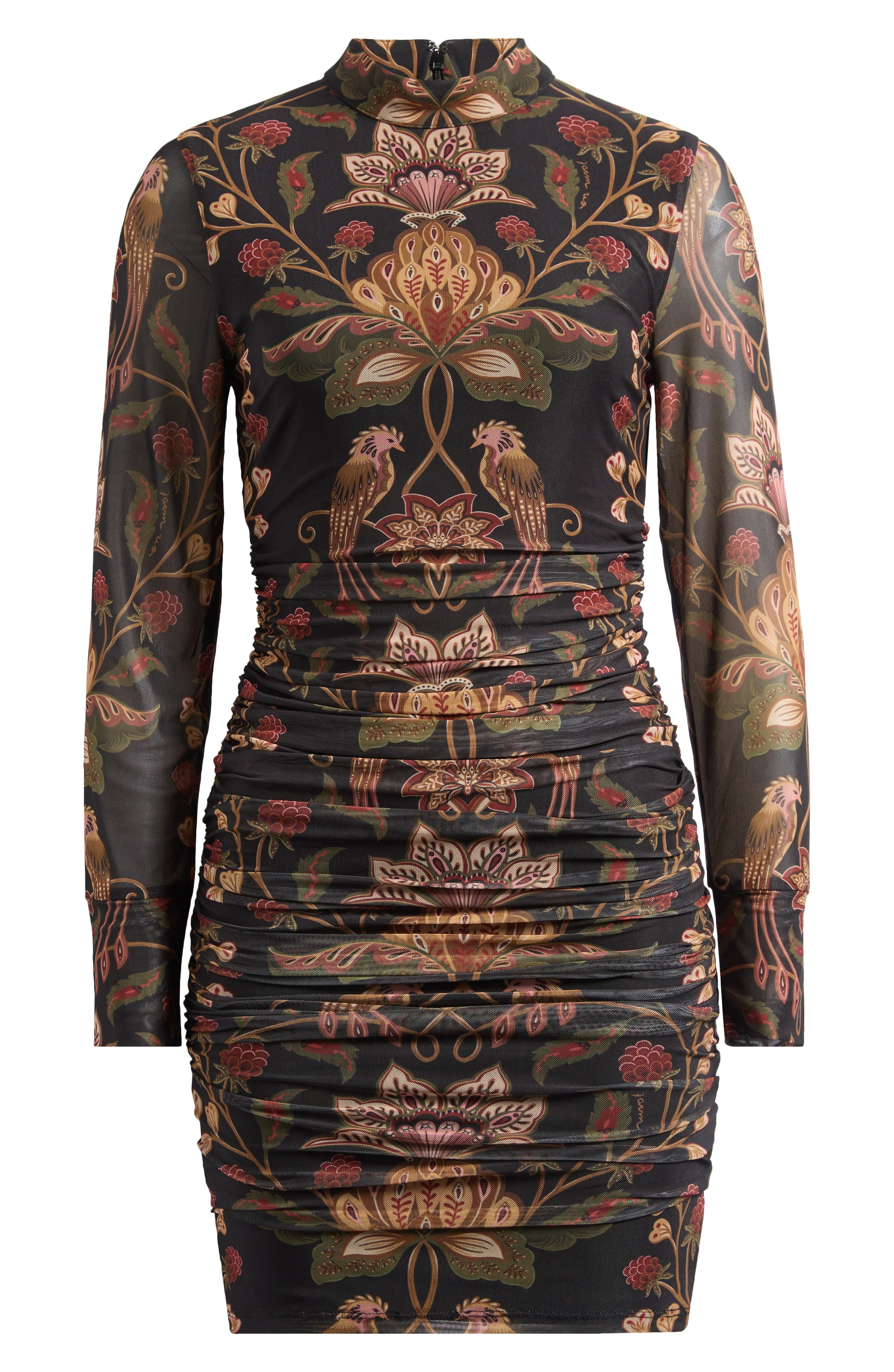 FARM Rio Berry Garden Long Sleeve Ruched Dress in Black at Nordstrom - 5