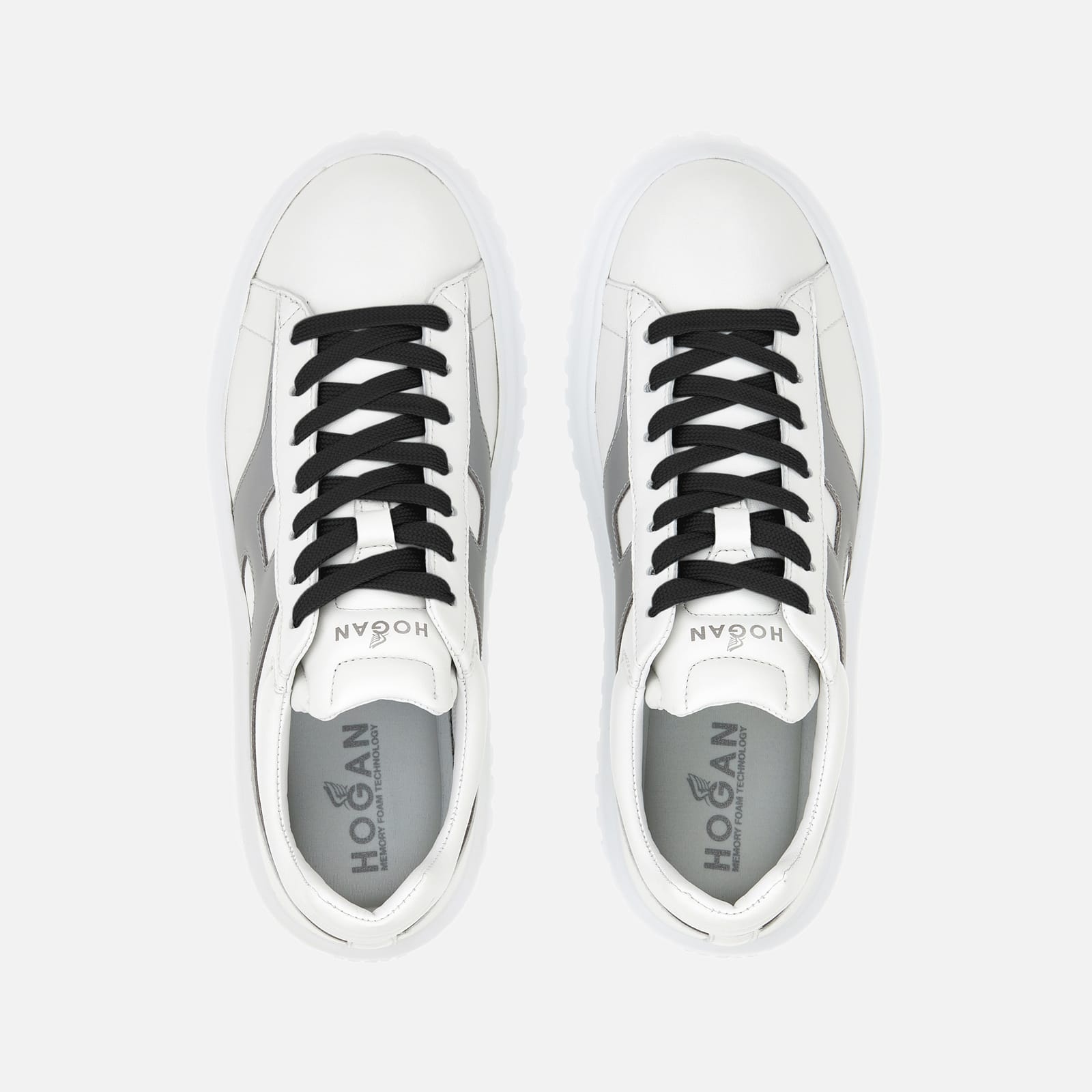 スニーカー HOGAN WHITE AND SILVER SNEAKERS HOGAN Sneakers Hogan H-Stripes Silver White | REVERSIBLE