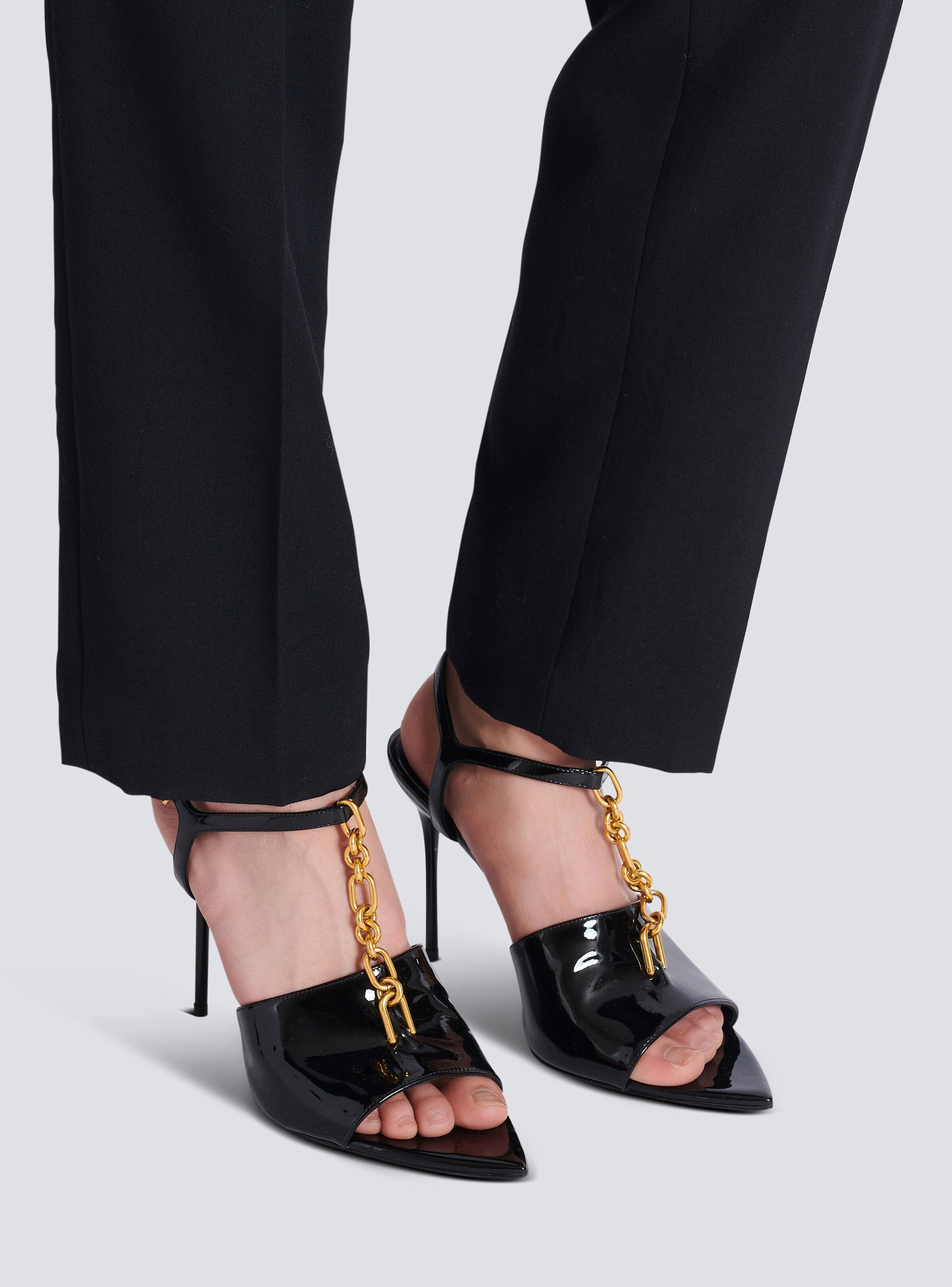 Sync patent leather sandals with heel - 7