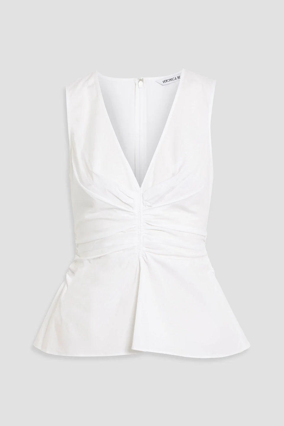 Aiden ruched cotton-blend poplin top - 1