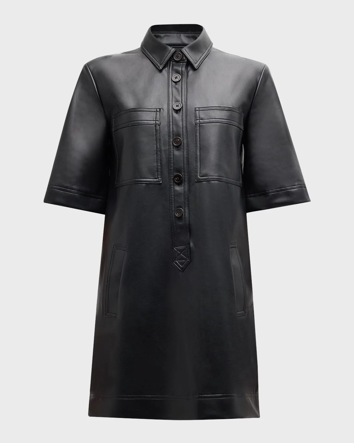 Koulis Vegan Leather Shirtdress - 1