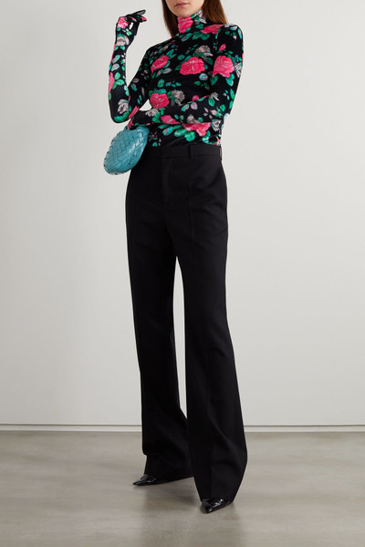 Richard Quinn Floral-print velvet turtleneck top  outlook