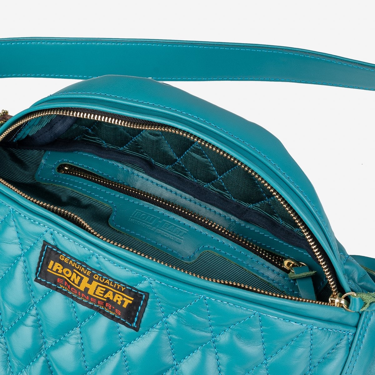 IHE-45-BLU Diamond Stitched Leather Waist Bag - Blue - 4