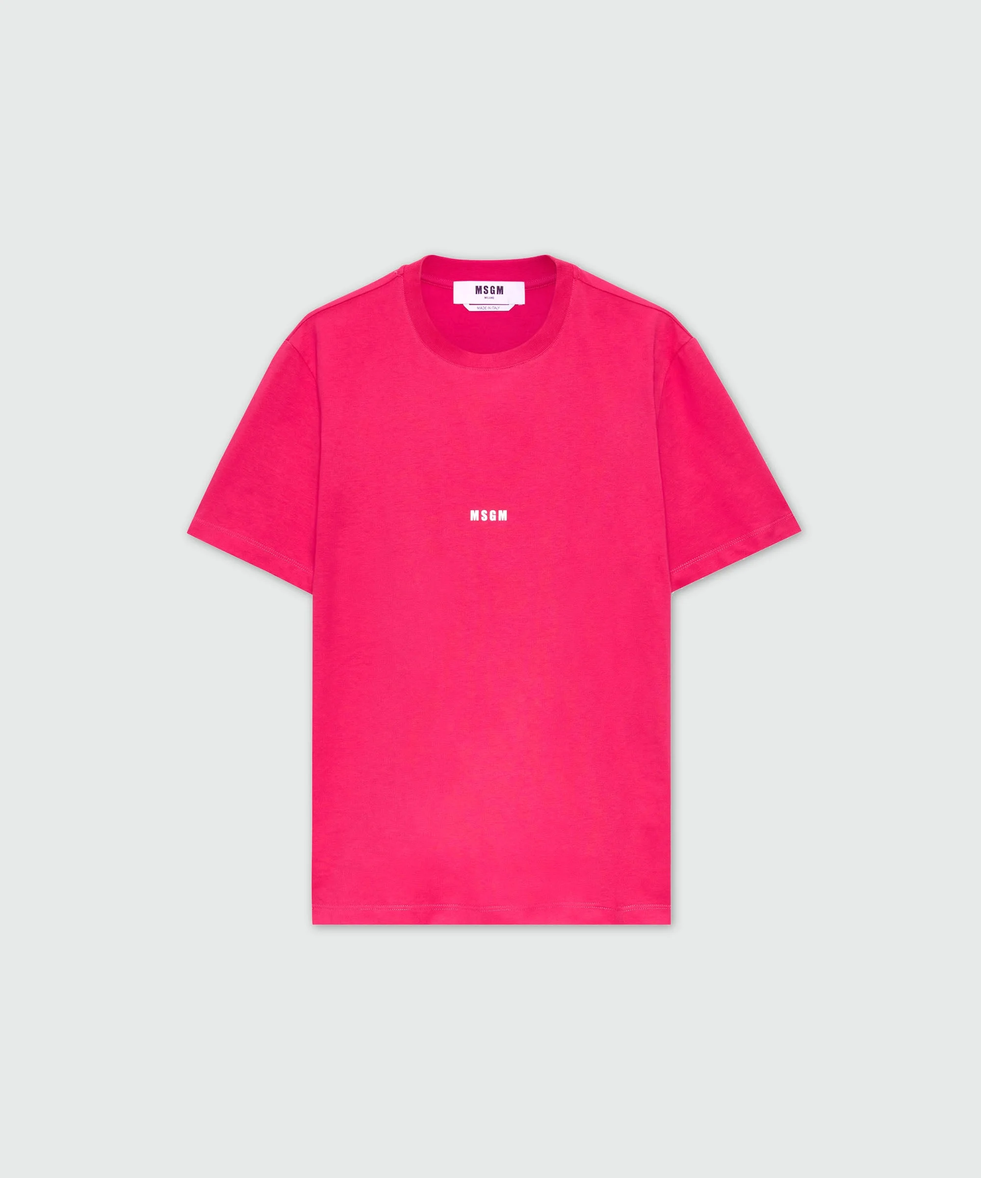 Pink short-sleeve cotton jersey T-shirt with micro logo on the front - 1