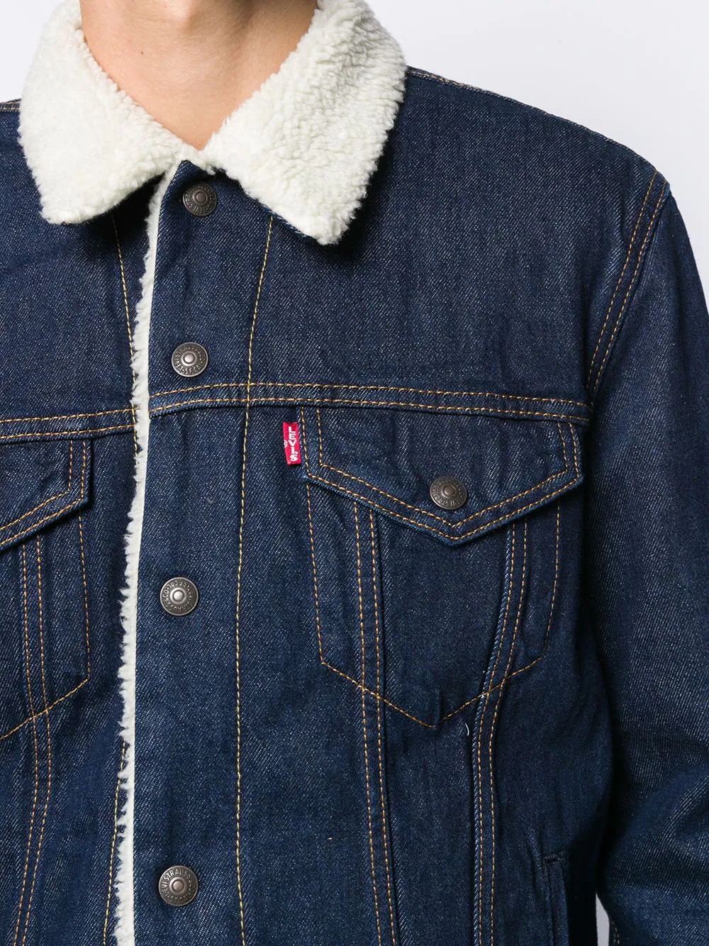 shearling denim jacket - 5