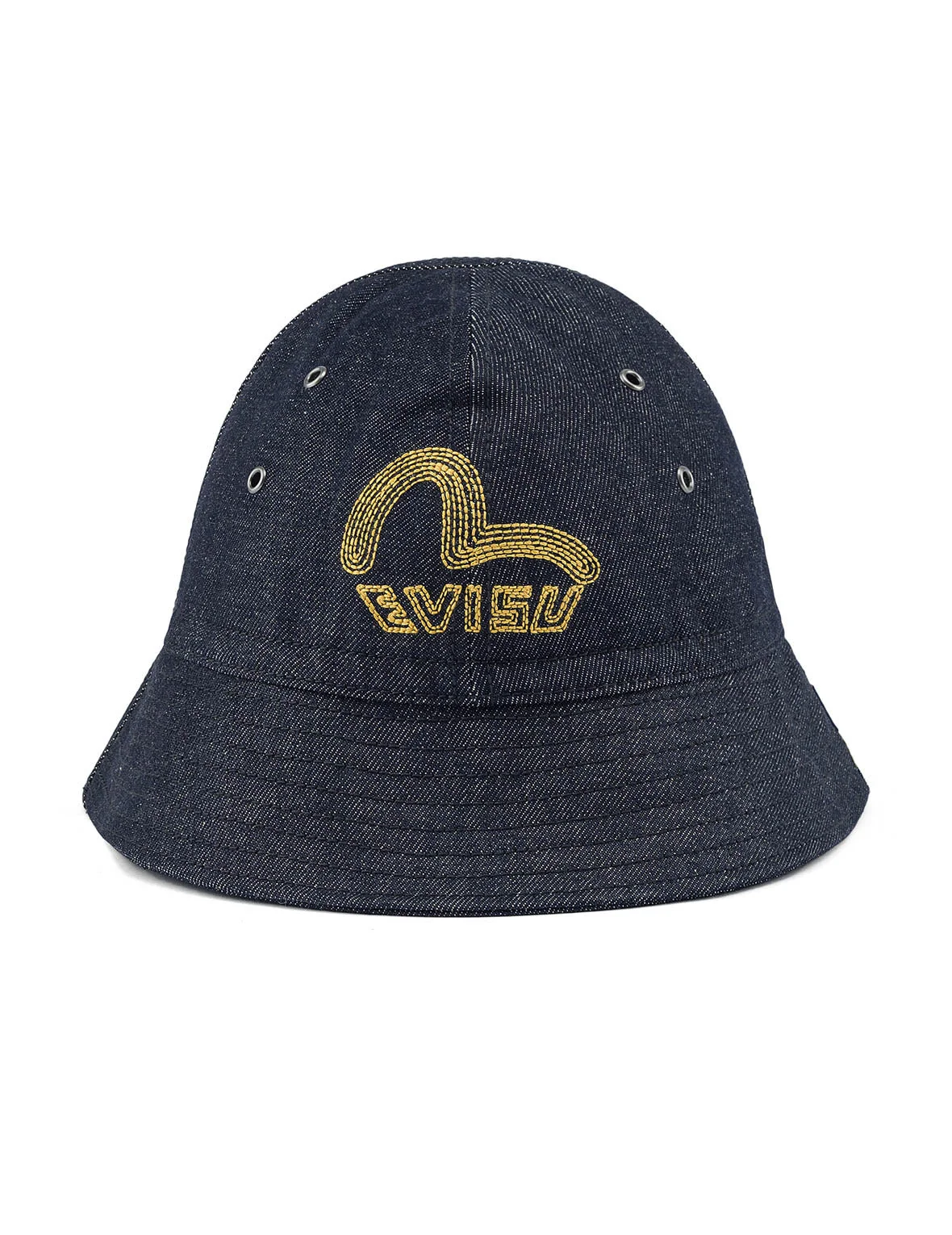 Logo and Seagull Embroidery Denim Bucket Hat - 1