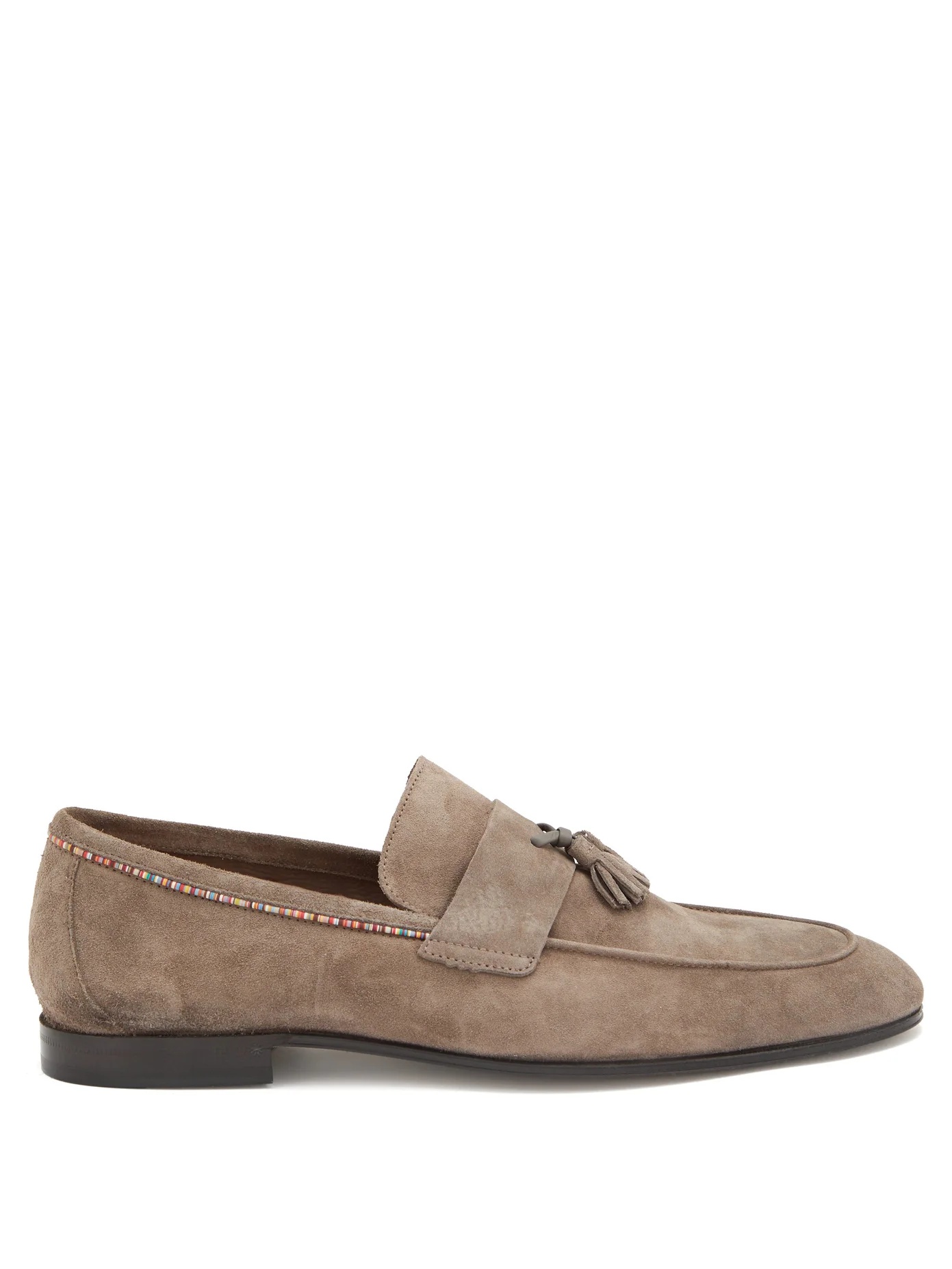 Hilton Signature-stripe tasselled suede loafers - 1