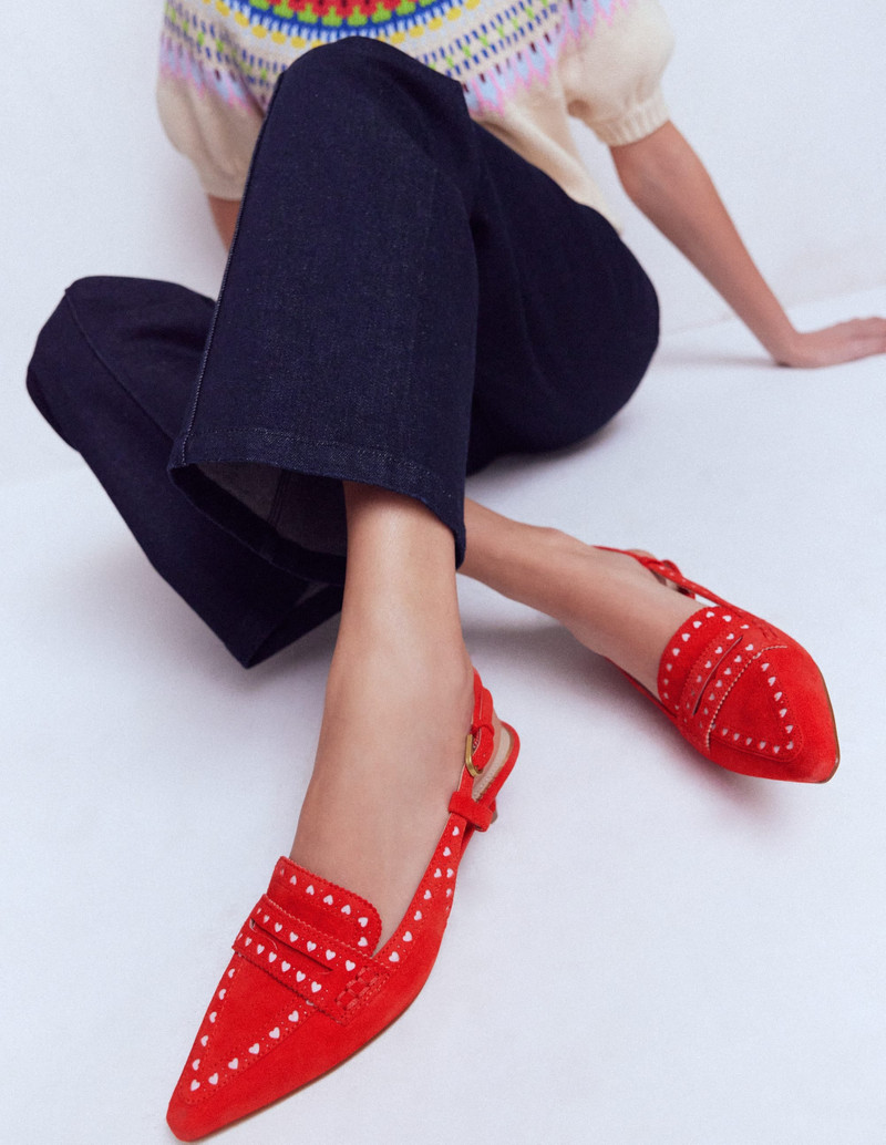 BODEN Brogue Slingback Kitten Heel-Red outlook