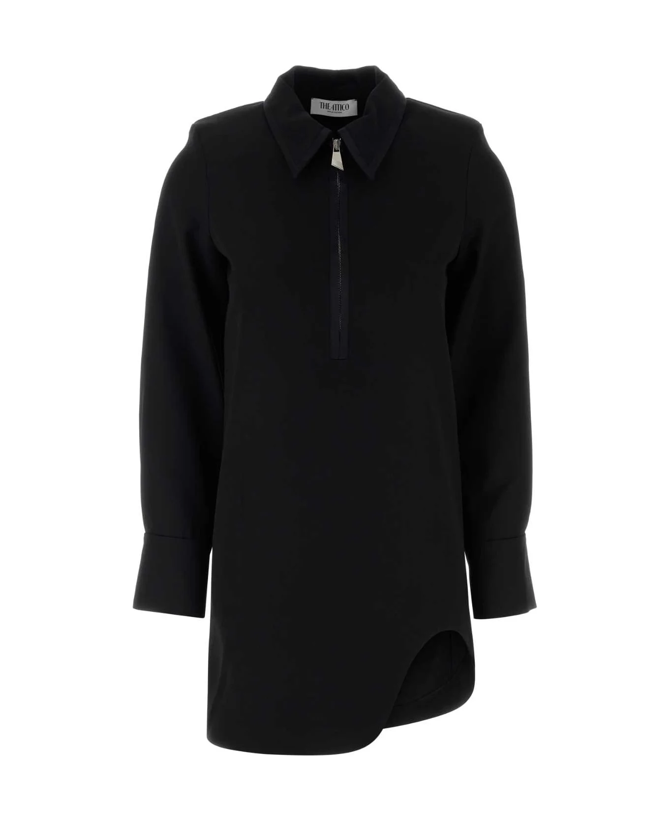 Black Gabardine Mini Dress - 1