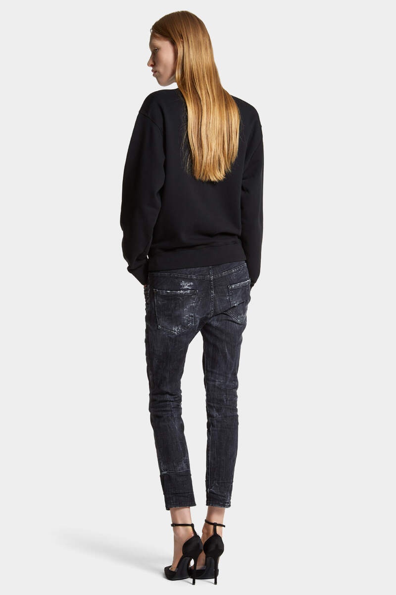 BLACK DESTROYED WASH COOL GIRL JEANS - 4