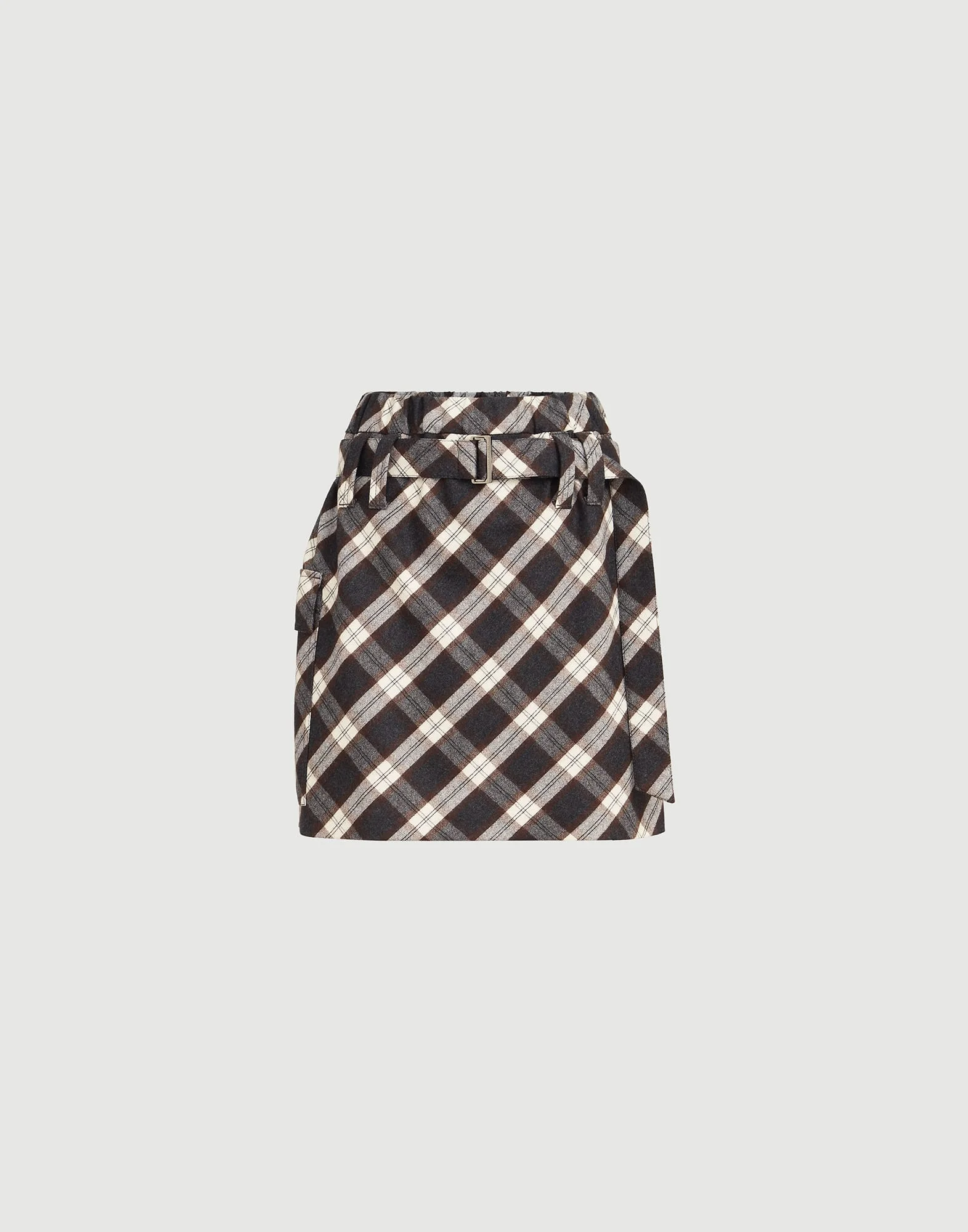 Virgin wool Prince of Wales flannel utility mini skirt - 1