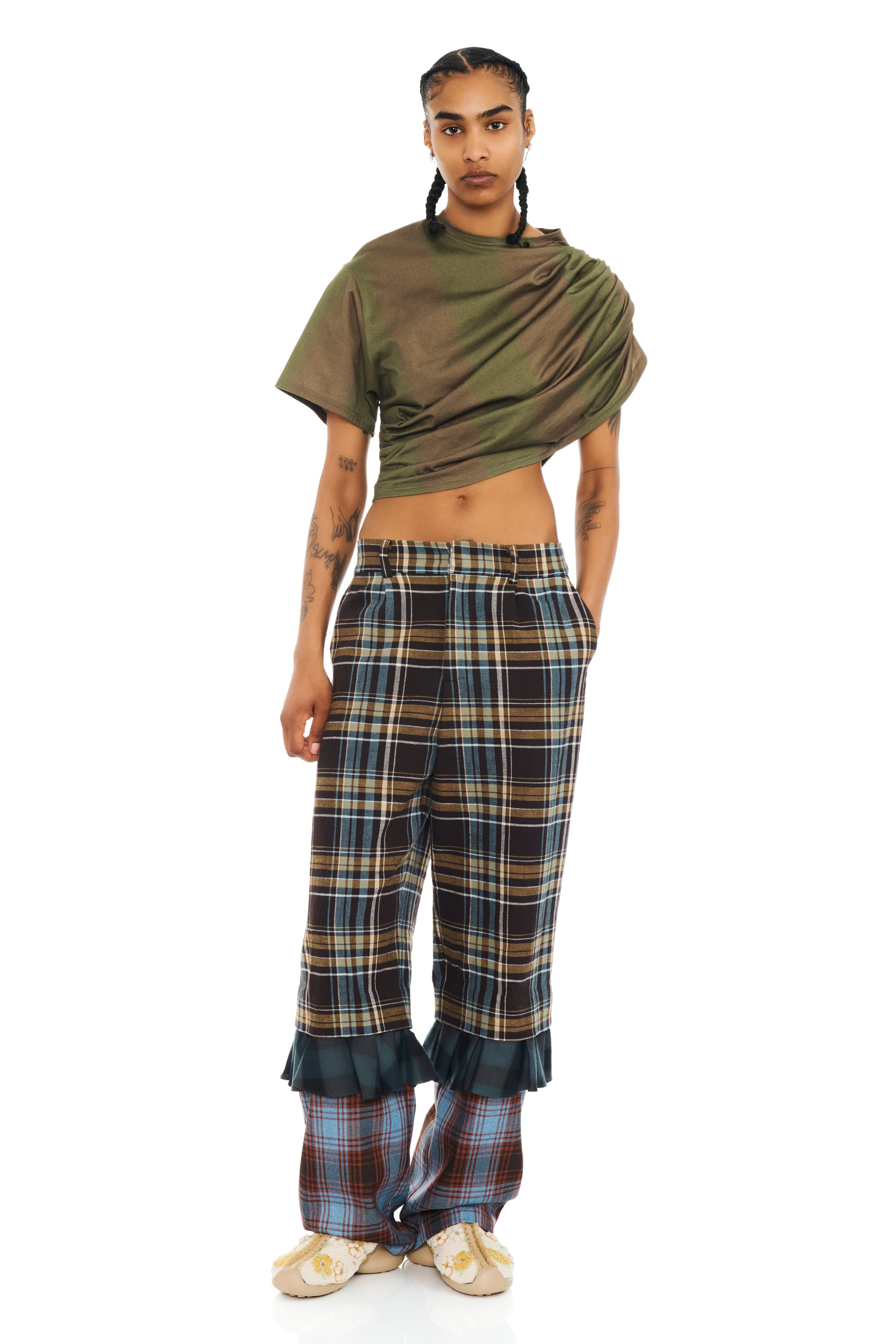 MULTI PLAID GERANIUM TROUSER - 2
