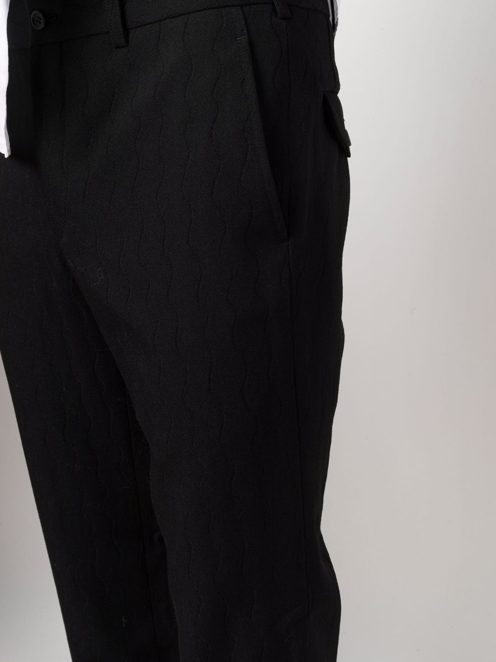 straight leg textured trousers - 5