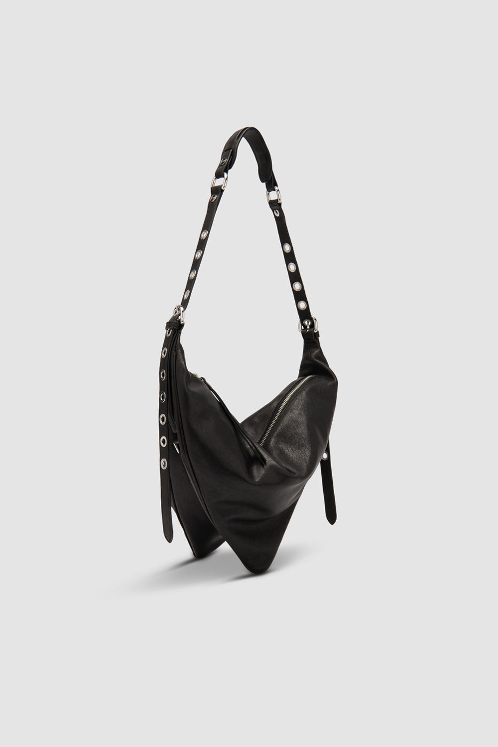 Trayana Black Washed Leather Crossbody Bag - 2